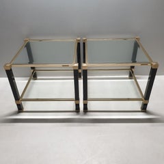 Pair of Brass 2-Tiers Square Site Tables by Pierre Vandel, 1980s, 1 Set of 2