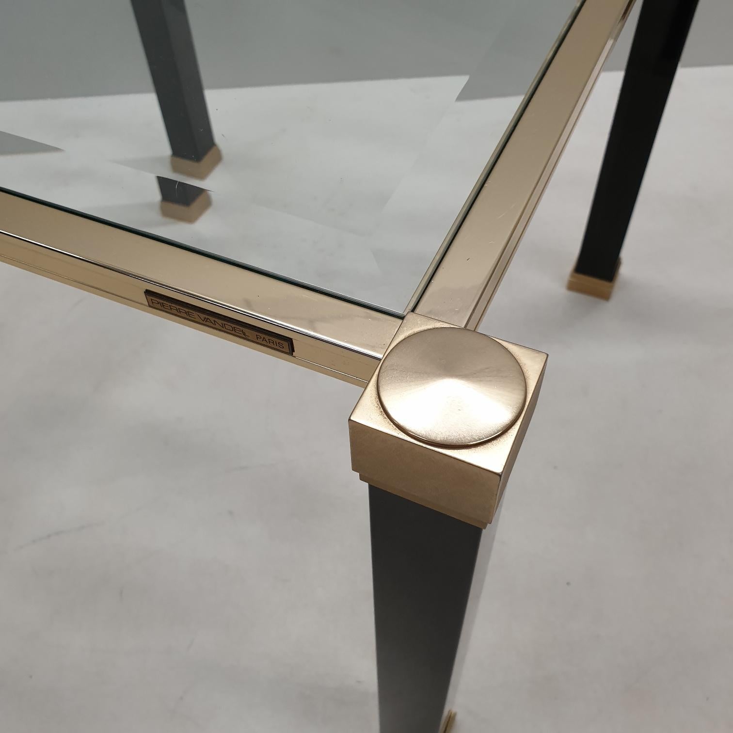 Pair of Brass 2-Tiers Square Site Tables by Pierre Vandel, 1980s, 1 Set of 2 For Sale 1