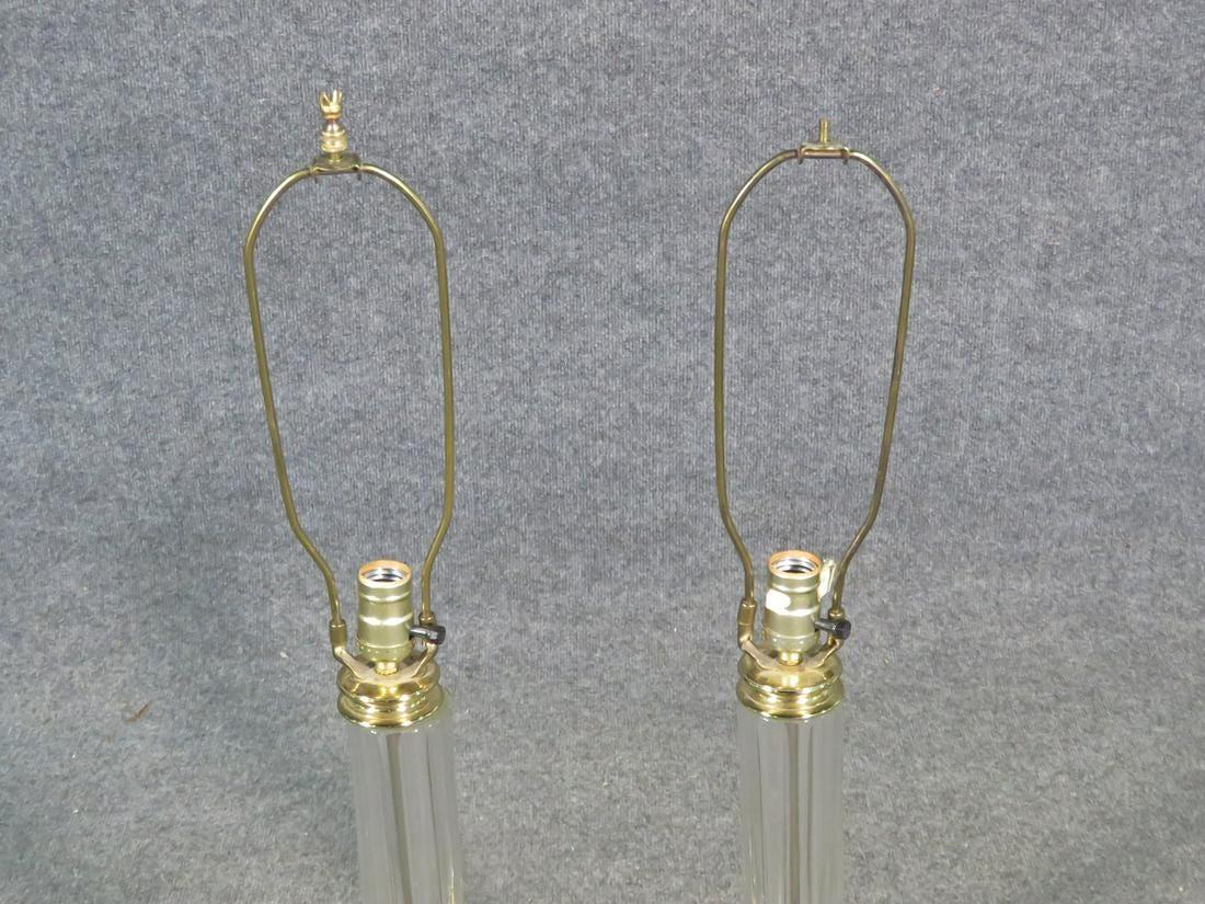 Pair Brass and Glass Neoclassical Table Lamps In Good Condition For Sale In Swedesboro, NJ