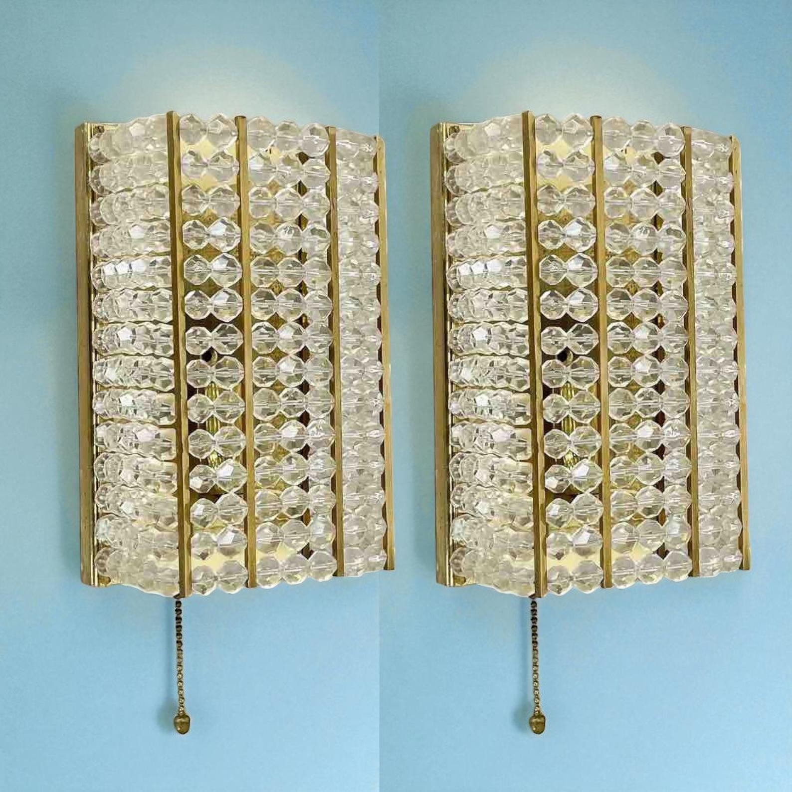 Pair Brass and Lucite Glass Wall Light Sconces by Emil Stejnar, Austria, 1950s For Sale 3