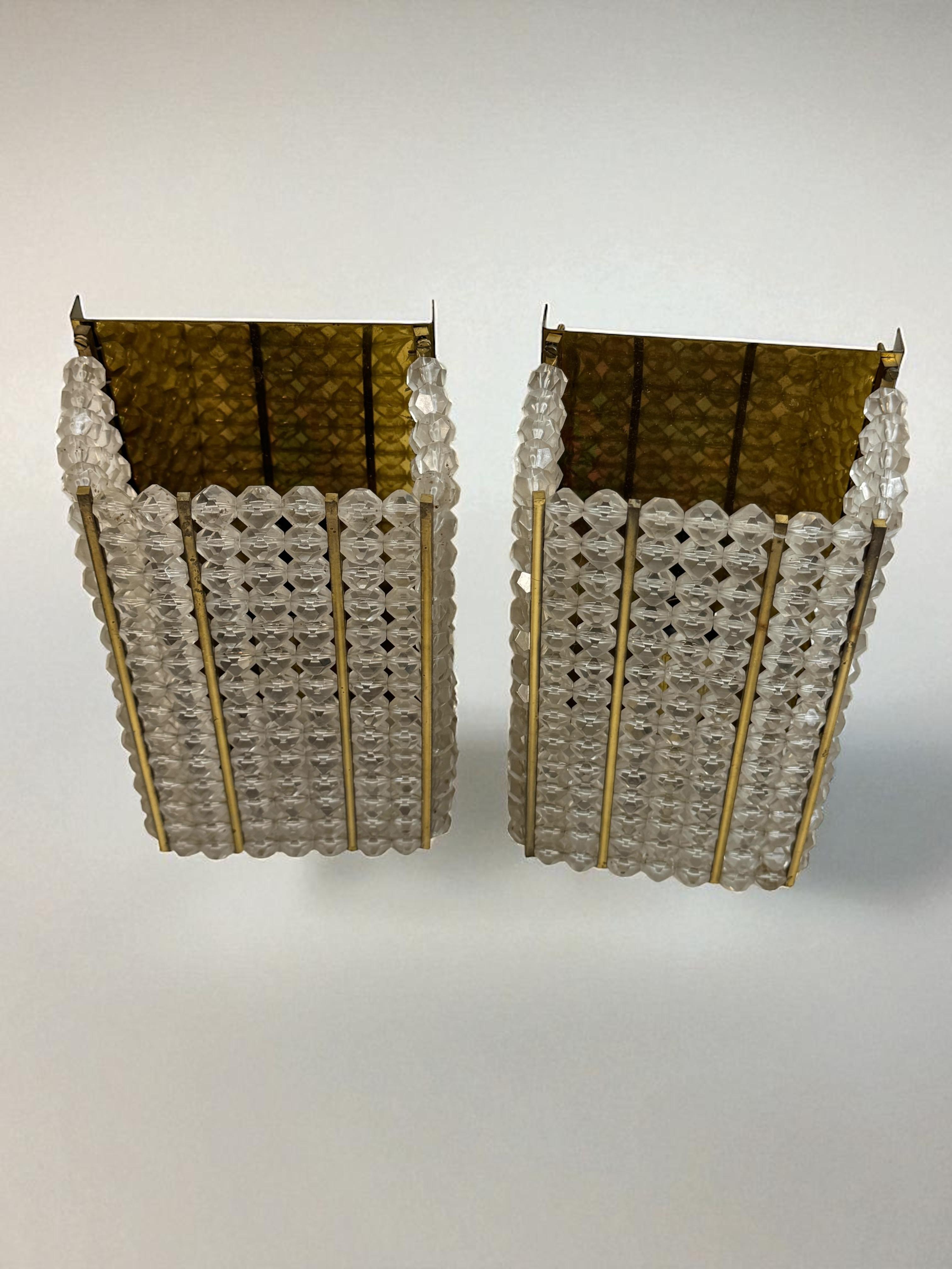 Pair Brass and Lucite Glass Wall Light Sconces by Emil Stejnar, Austria, 1950s For Sale 5