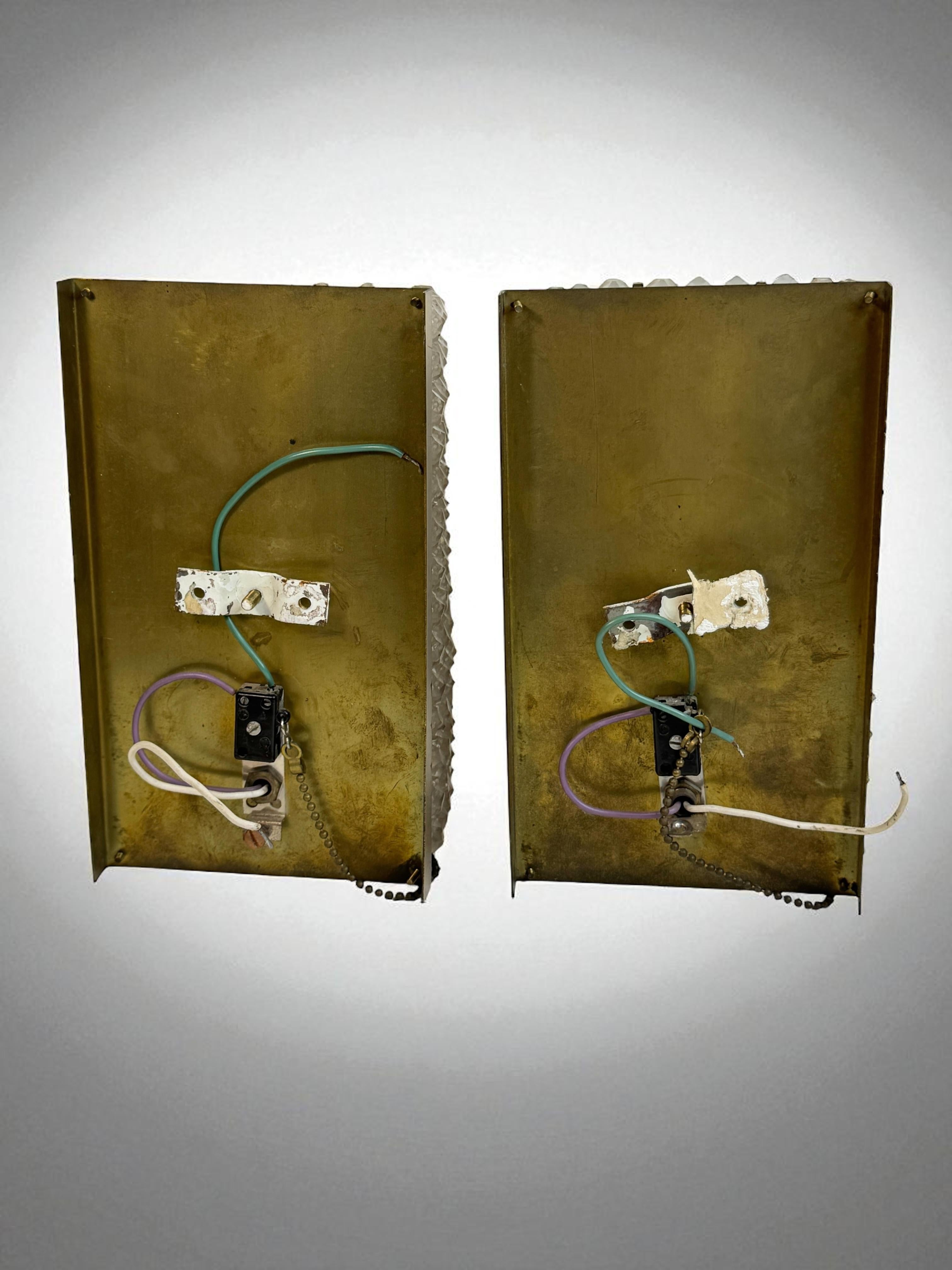 Pair Brass and Lucite Glass Wall Light Sconces by Emil Stejnar, Austria, 1950s For Sale 7
