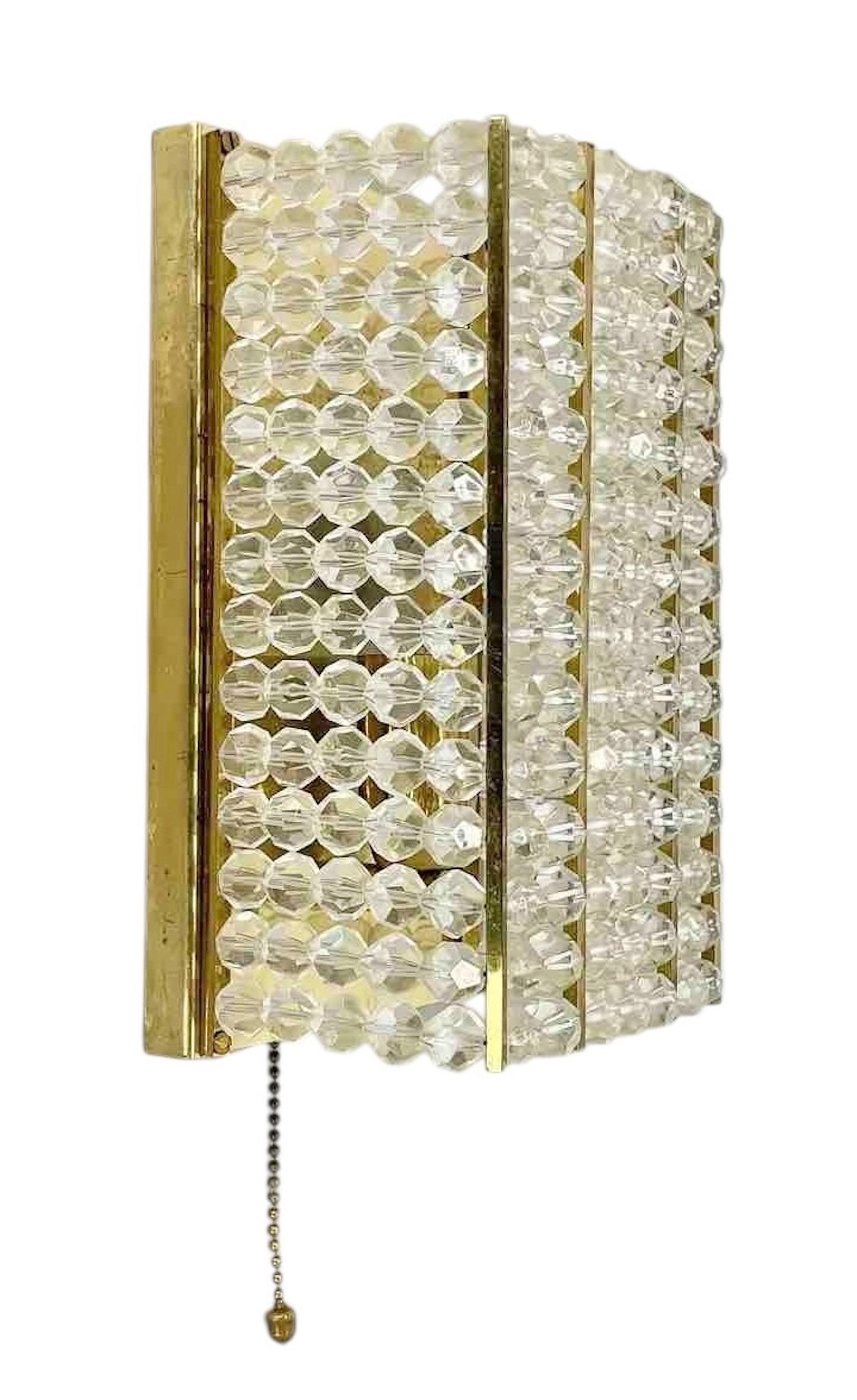Pair Brass and Lucite Glass Wall Light Sconces by Emil Stejnar, Austria, 1950s For Sale 2