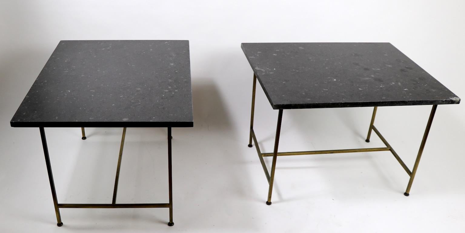 Pair of Brass and Marble End Tables by Paul McCobb 7