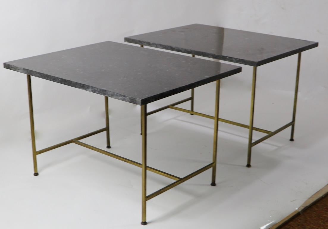 Pair of Brass and Marble End Tables by Paul McCobb 9