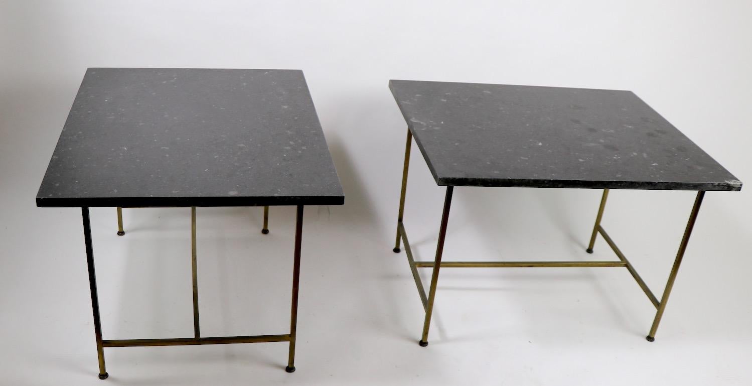 Pair of Brass and Marble End Tables by Paul McCobb In Good Condition In New York, NY