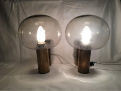 Pair of Brass and Smoked Glass Sconces by Bünte und Remmler, 1960s
