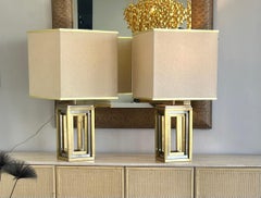 Pair Brass and Stainless Steel modern Lamps