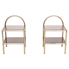 Pair brass bed side tables 1970s France