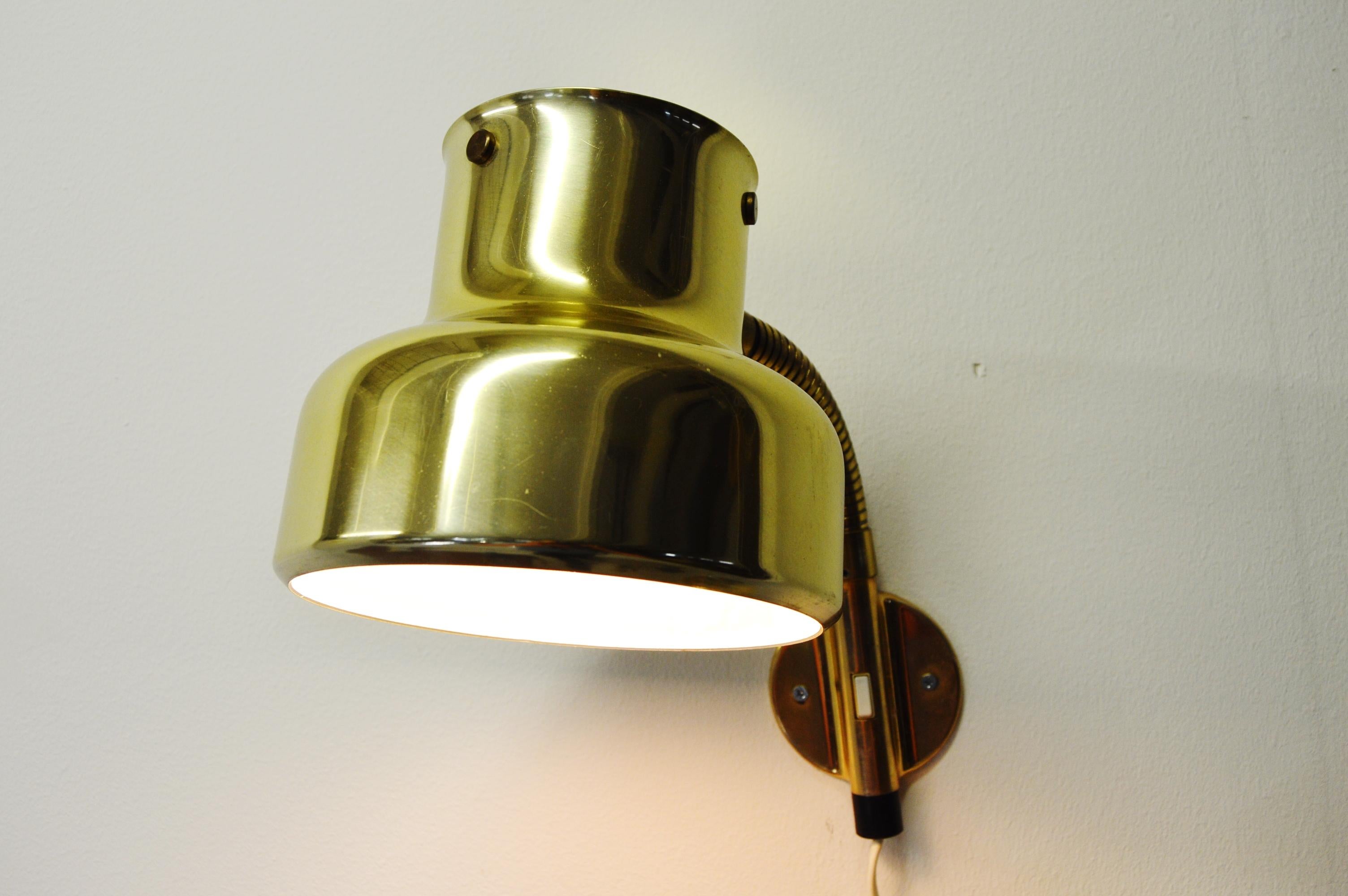 Metal Pair Brass Bumlingen Wall Lights by Anders Pehrsson for Ateljé Lyktan, 1960s For Sale