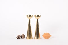 Pair Brass Candle Votivs or Candle Holders Scandinavian Modern Design 1960s