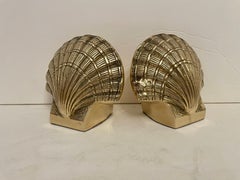 Pair Brass Clam Shell Seashell Bookends