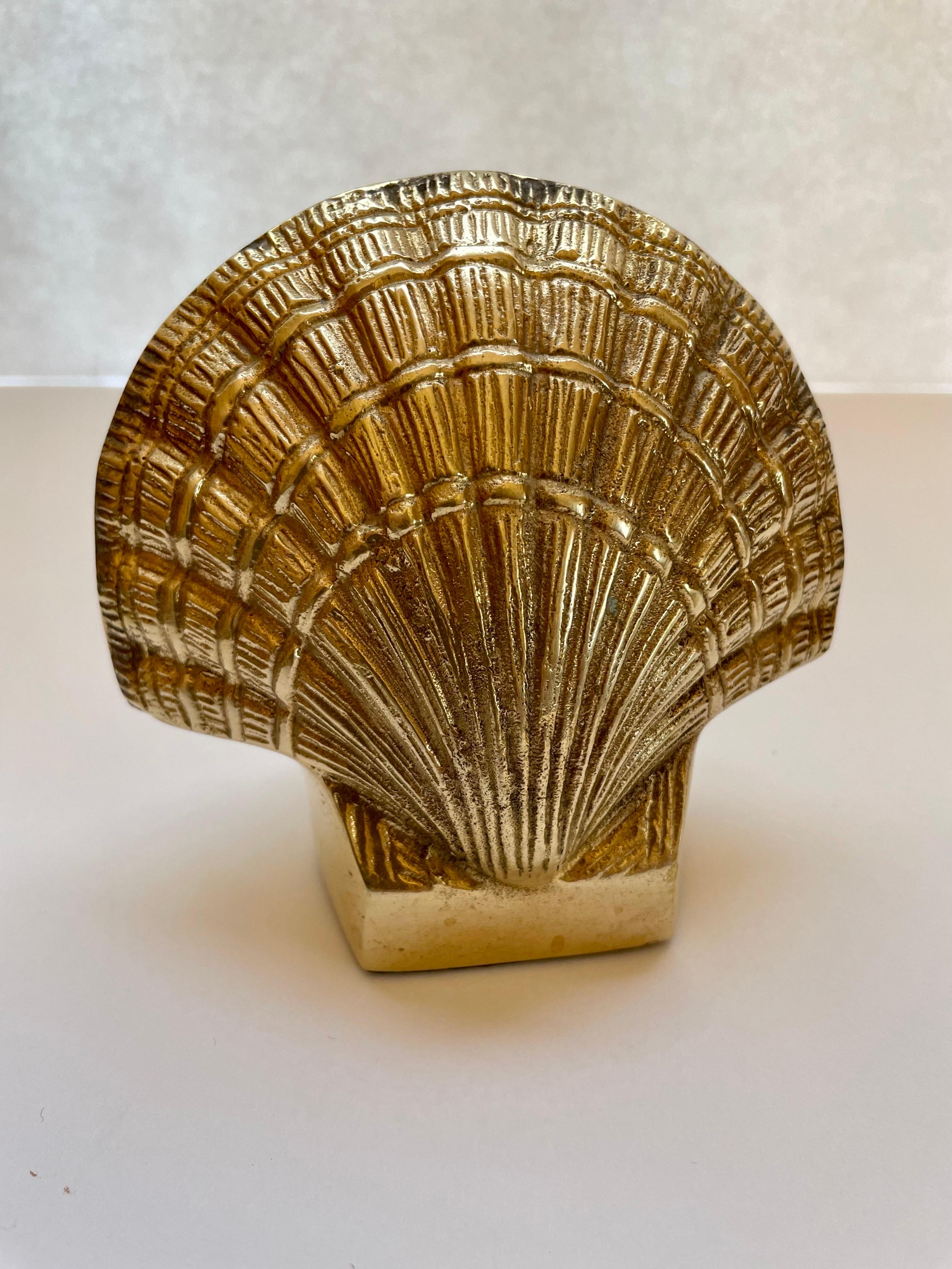 brass seashell bookends