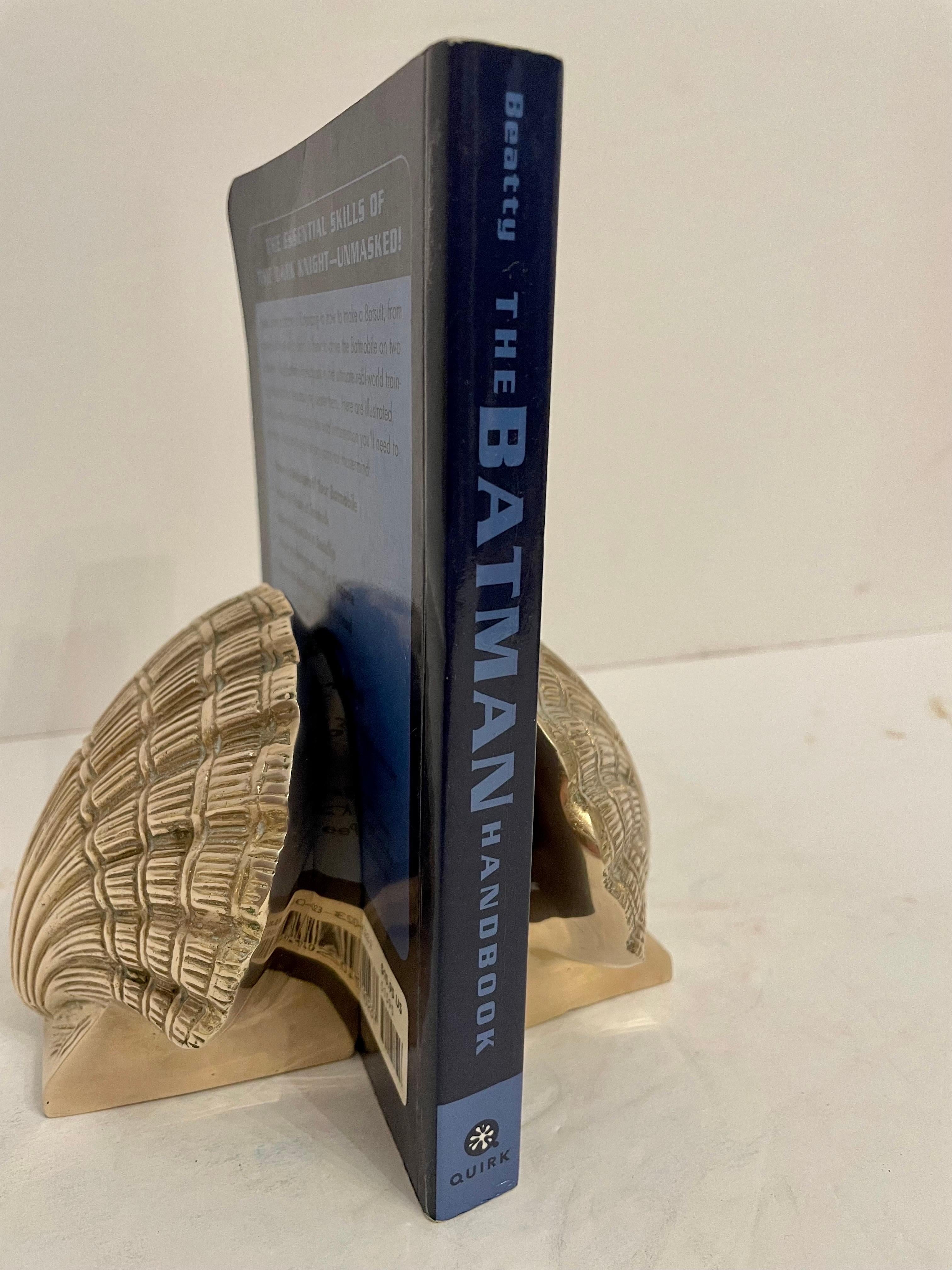 Pair Brass Clam Shell Seashell Bookends 1
