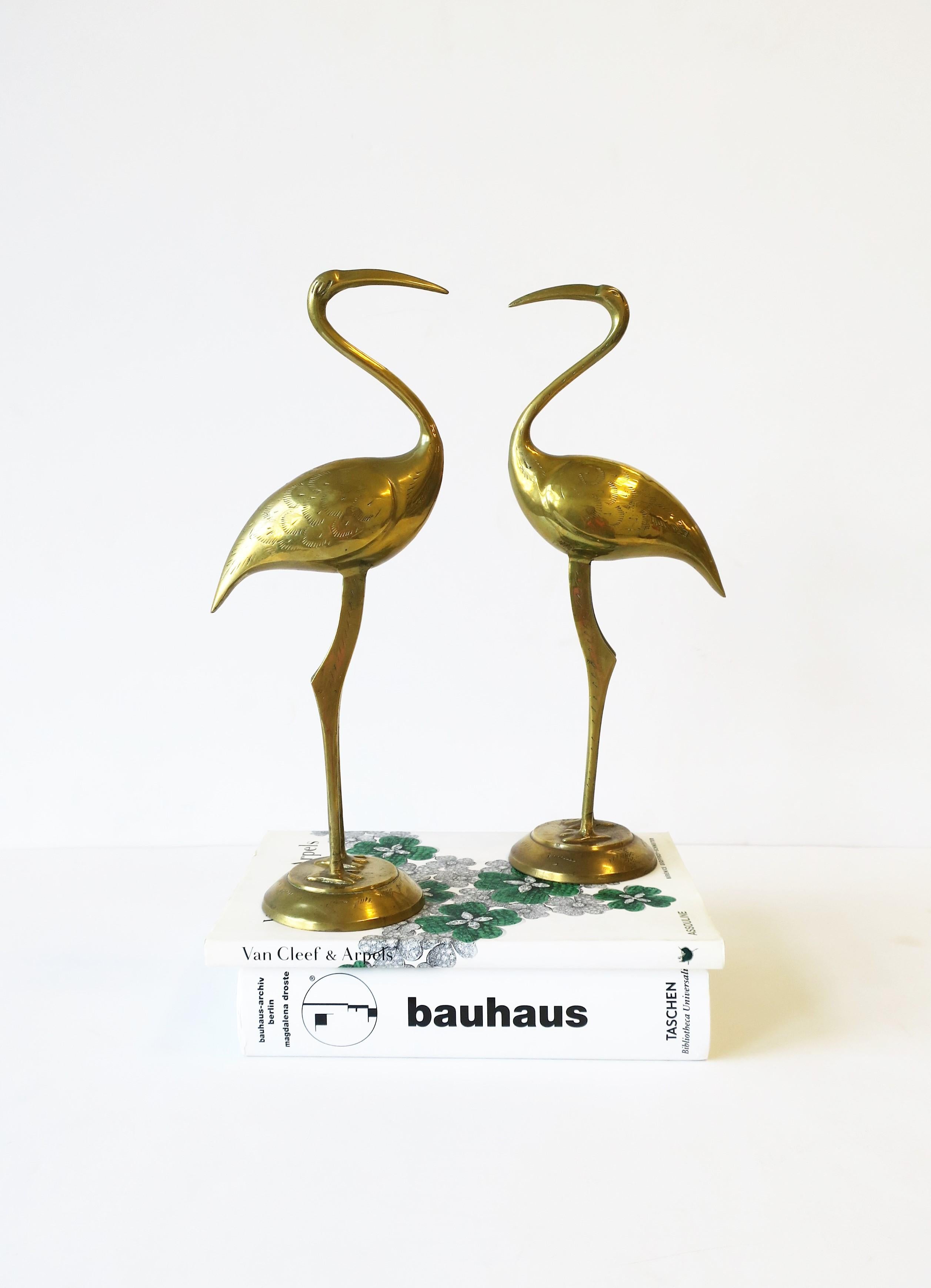 Pair of Brass Crane Birds, 1970s In Good Condition In New York, NY