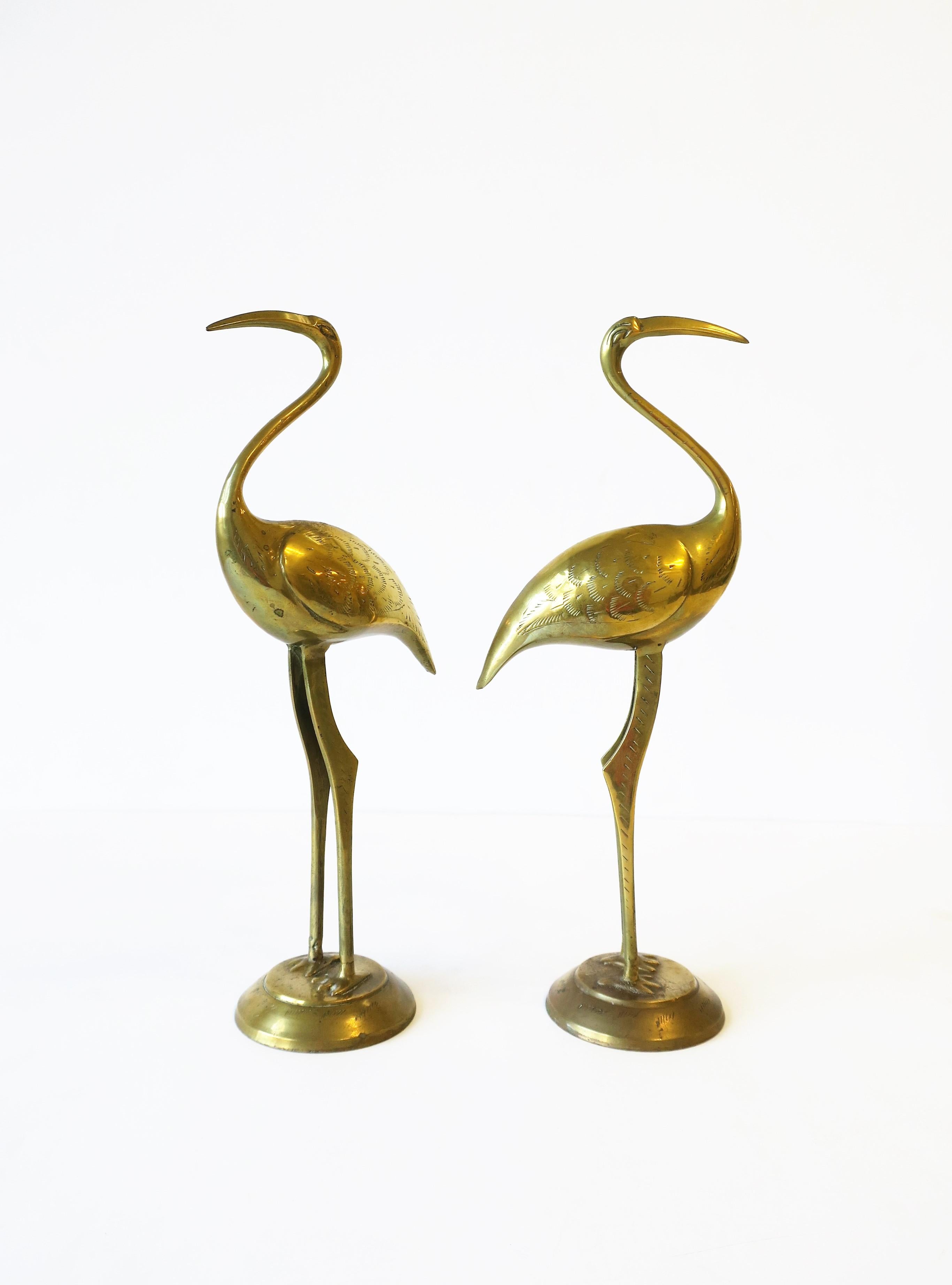 Pair of Brass Crane Birds, 1970s 1