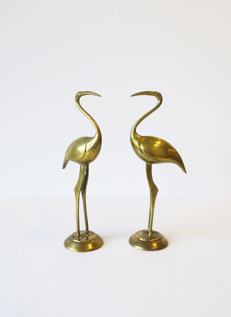 Pair of Brass Crane Birds, 1970s 2