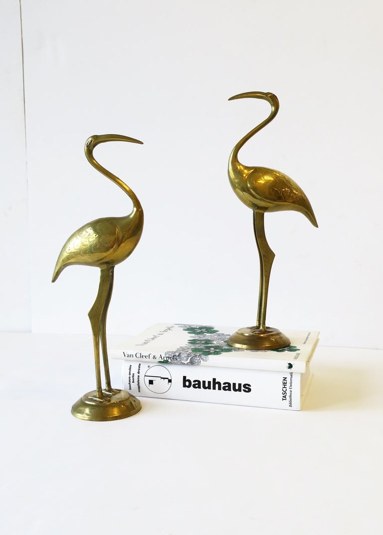 Pair of Brass Crane Birds, 1970s 4