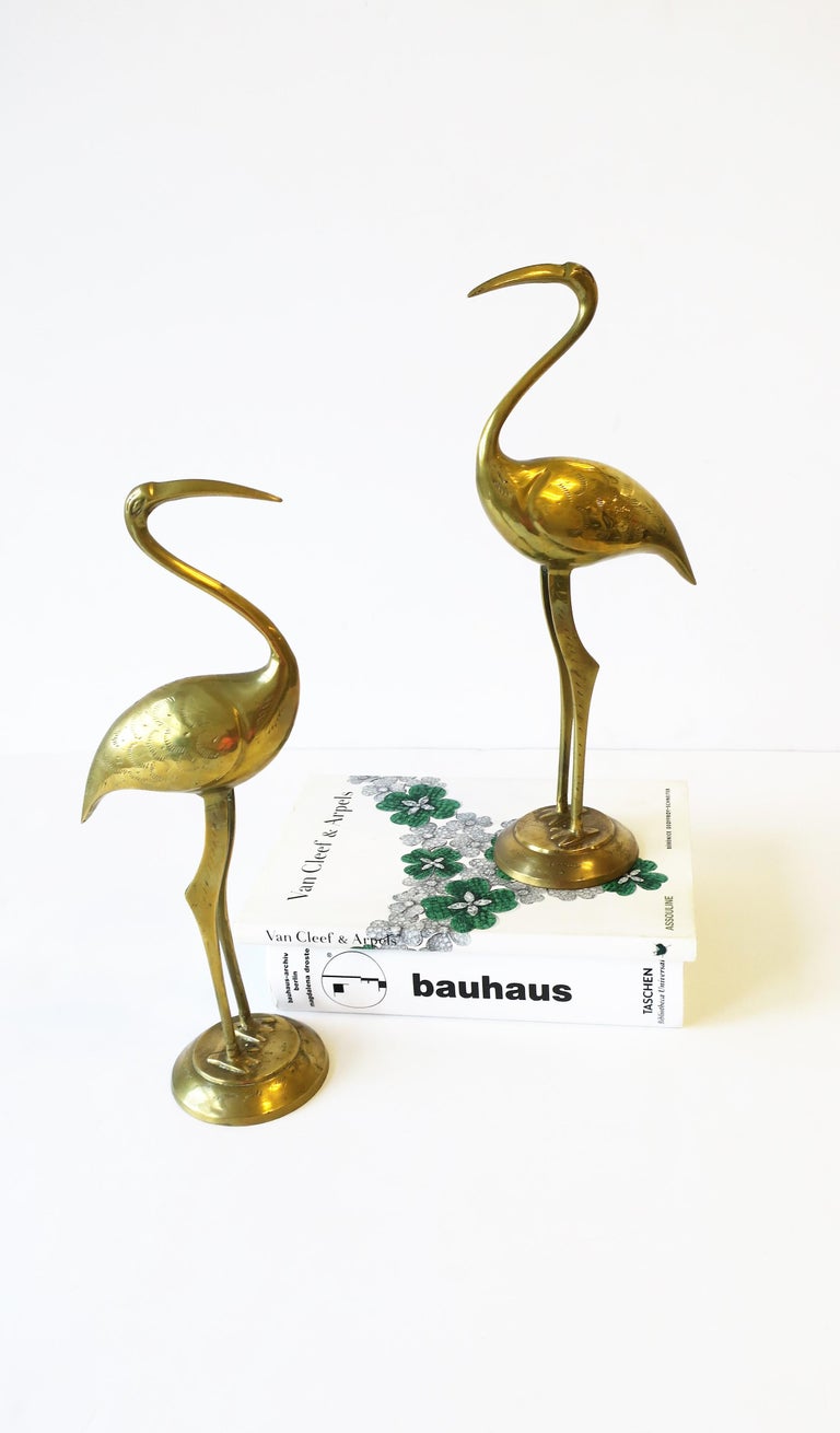 Pair of Brass Crane Birds, 1970s 5