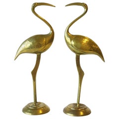 Vintage Pair of Brass Crane Birds, 1970s