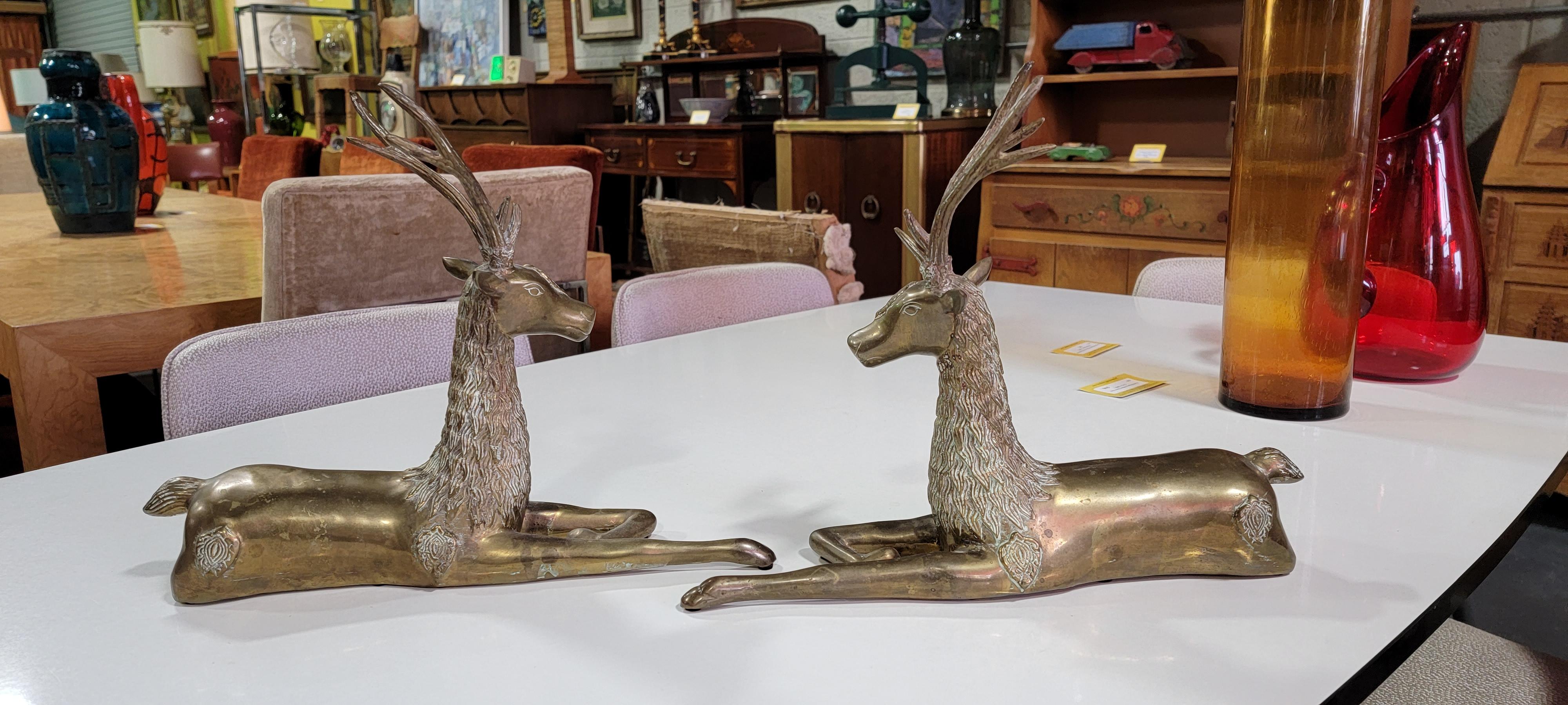 Pair Brass Deer  3