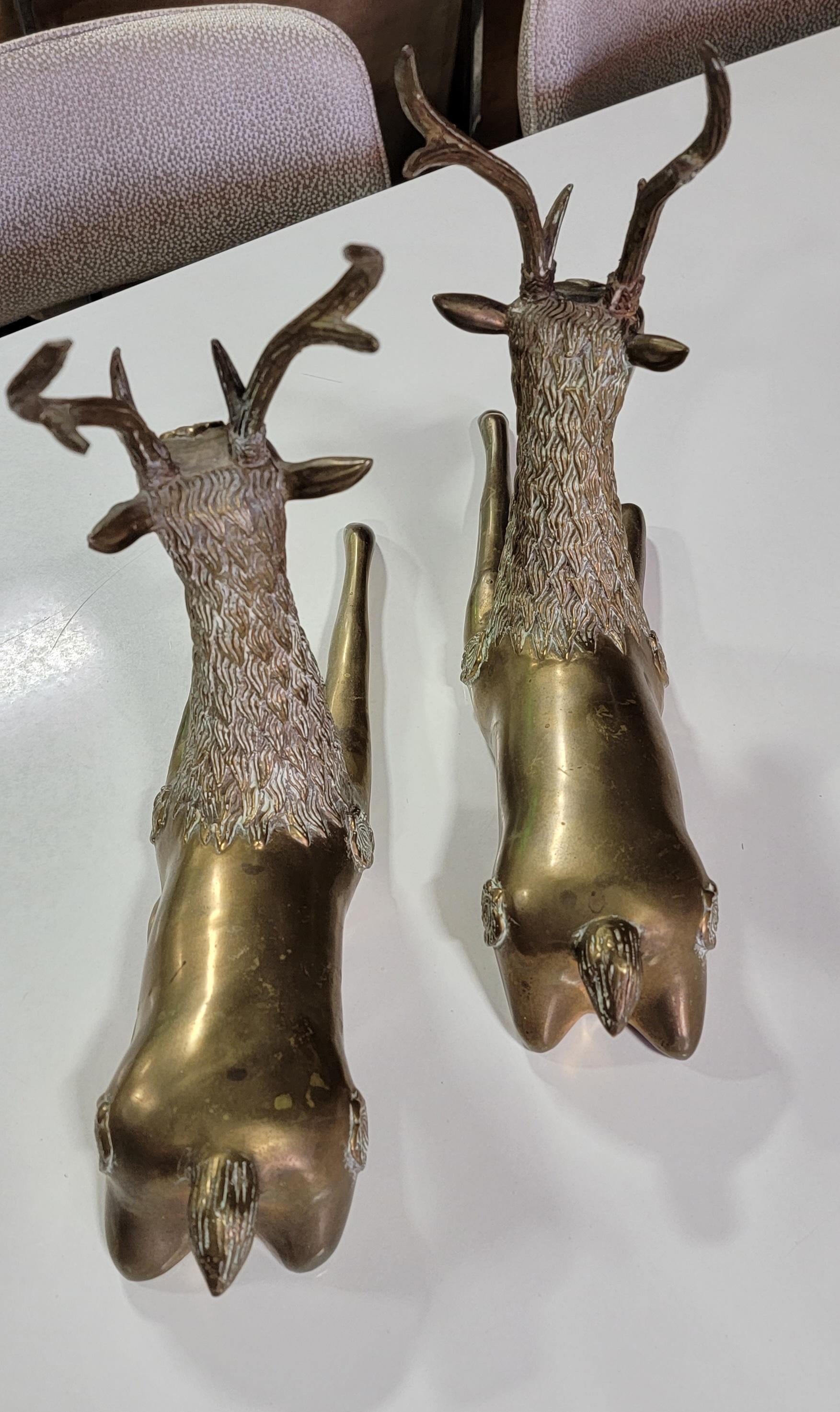 brass deer pair