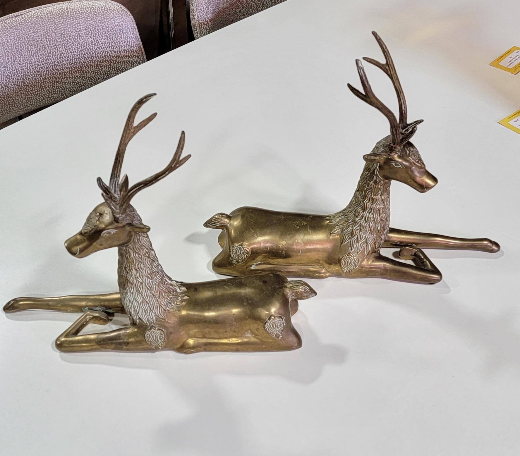 brass deer figurines pair