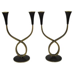 Vintage Pair of Brass Double Arm Austrian Candle Holders by Rena Rosenthal