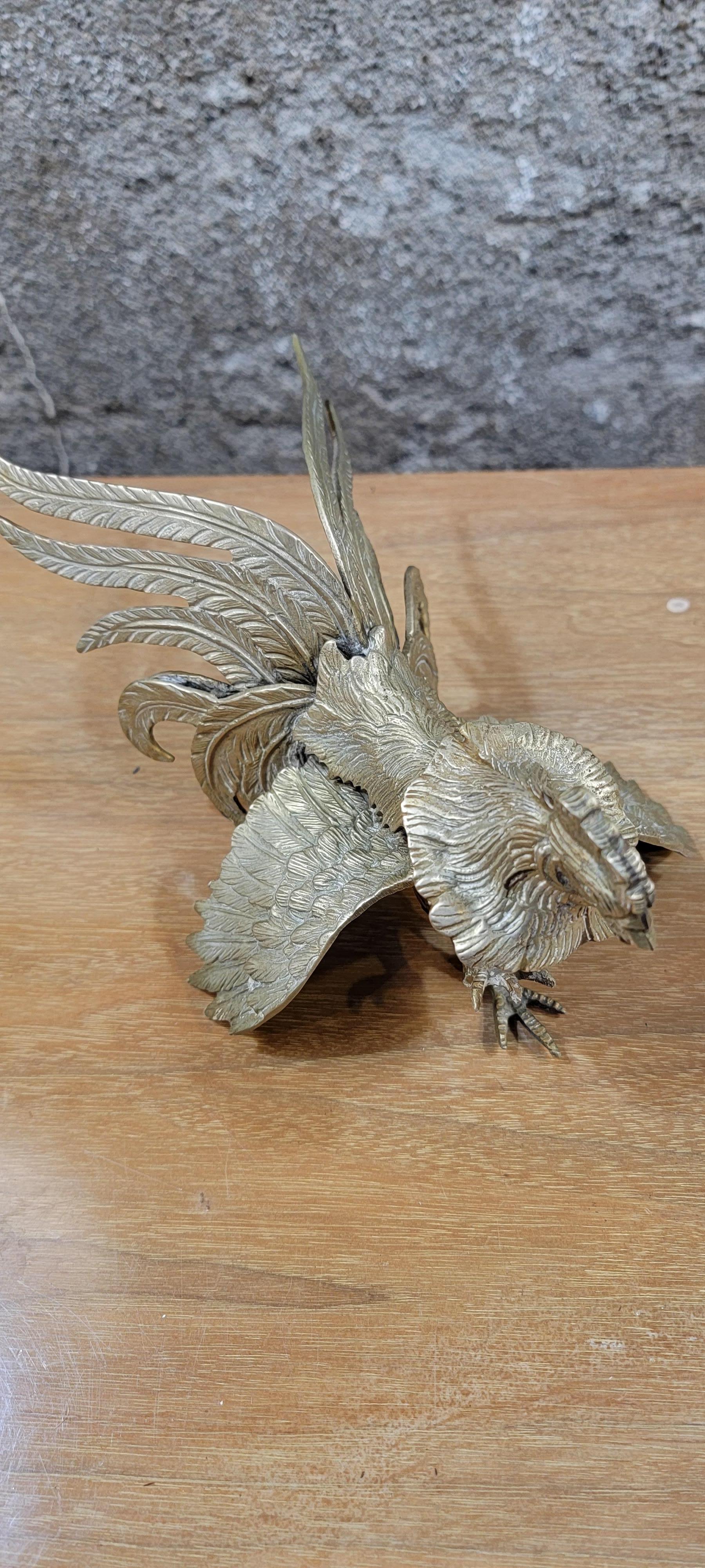Pair Brass Fighting Roosters 1