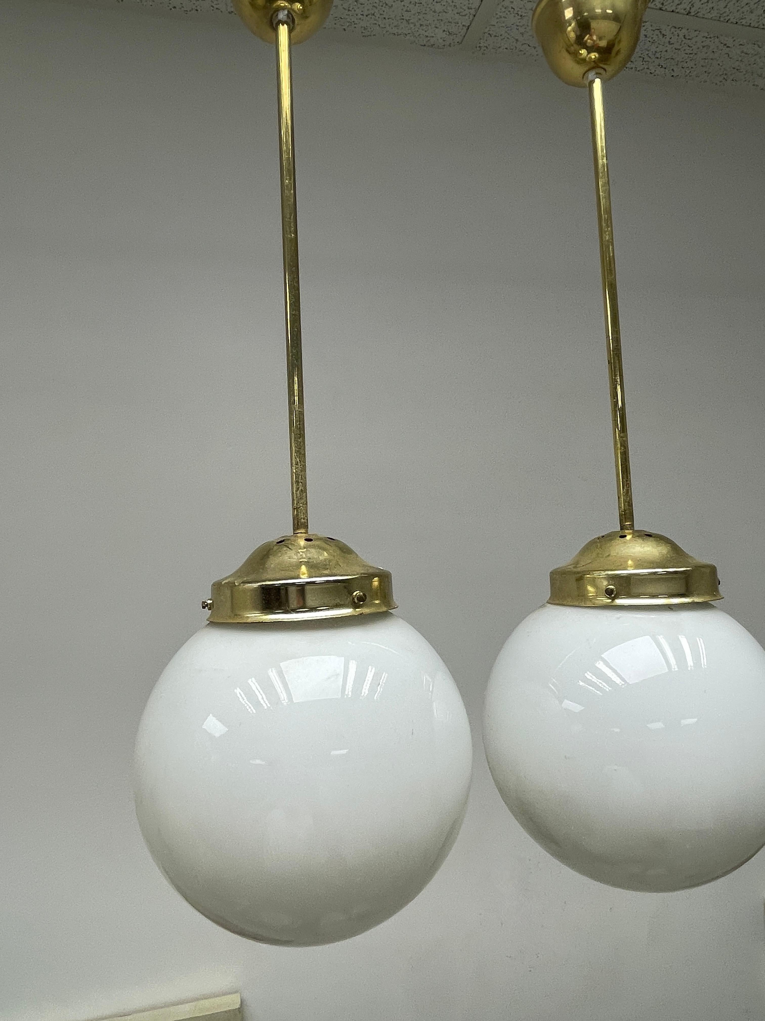 milk glass brass pendant light