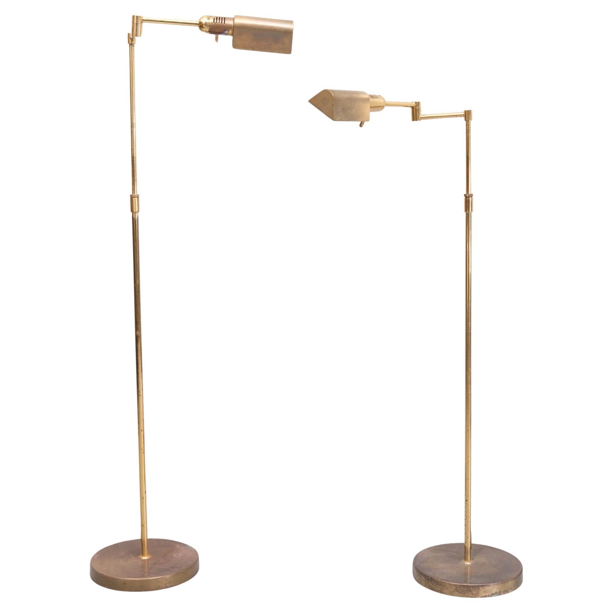 Mid-Century Modern pair Brass folding arm floor lamps  1970s Germany  For Sale