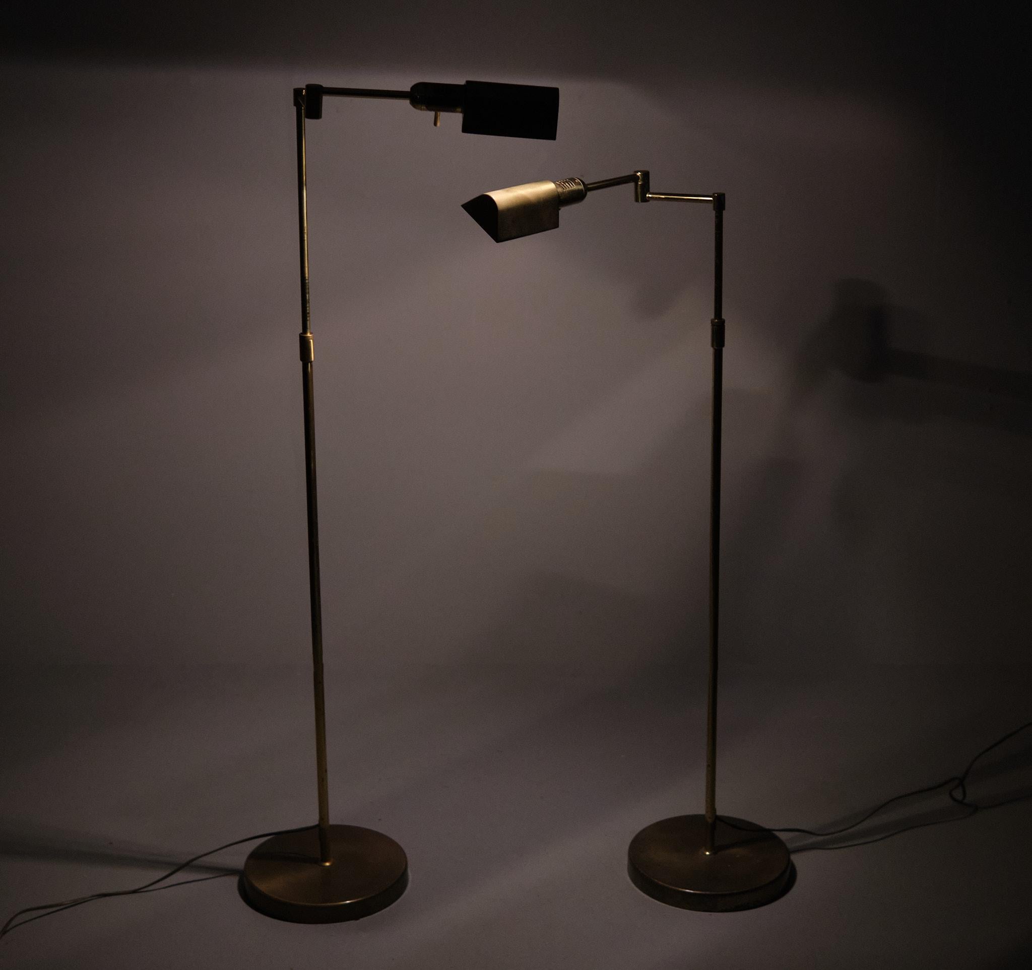pair Brass folding arm floor lamps  1970s Germany  For Sale 3