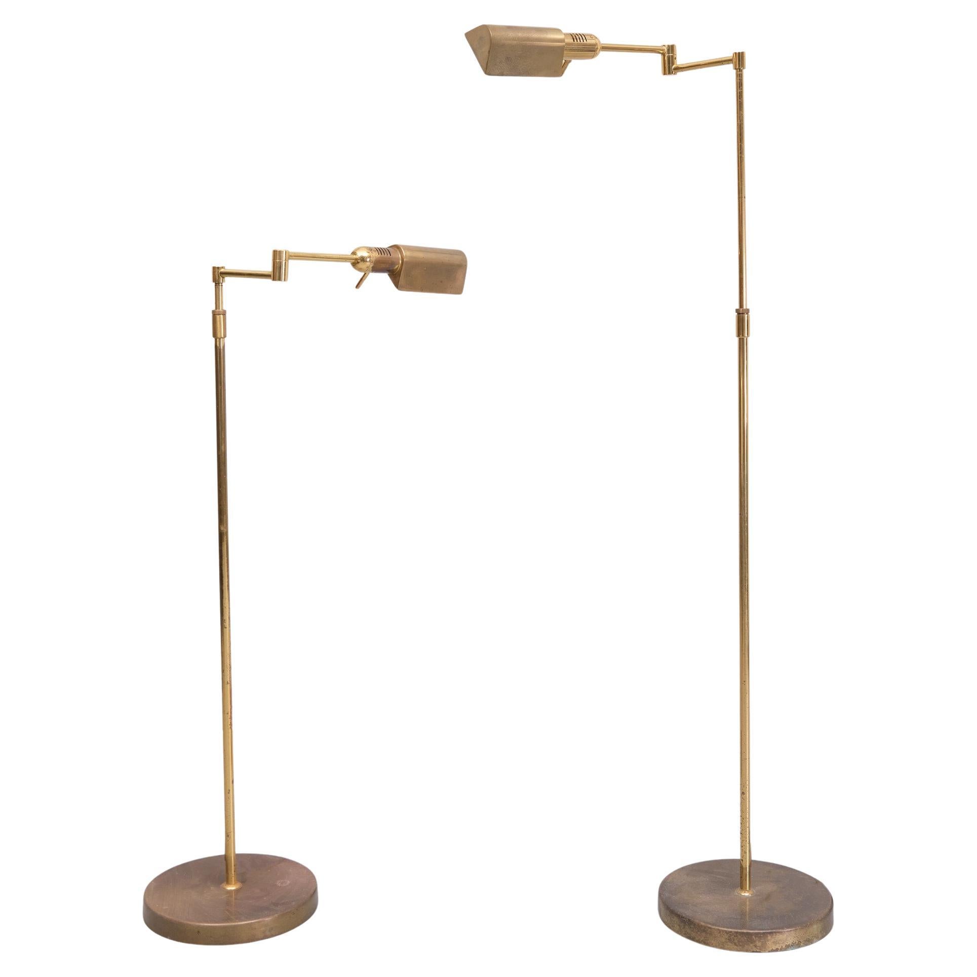 pair Brass folding arm floor lamps  1970s Germany  For Sale