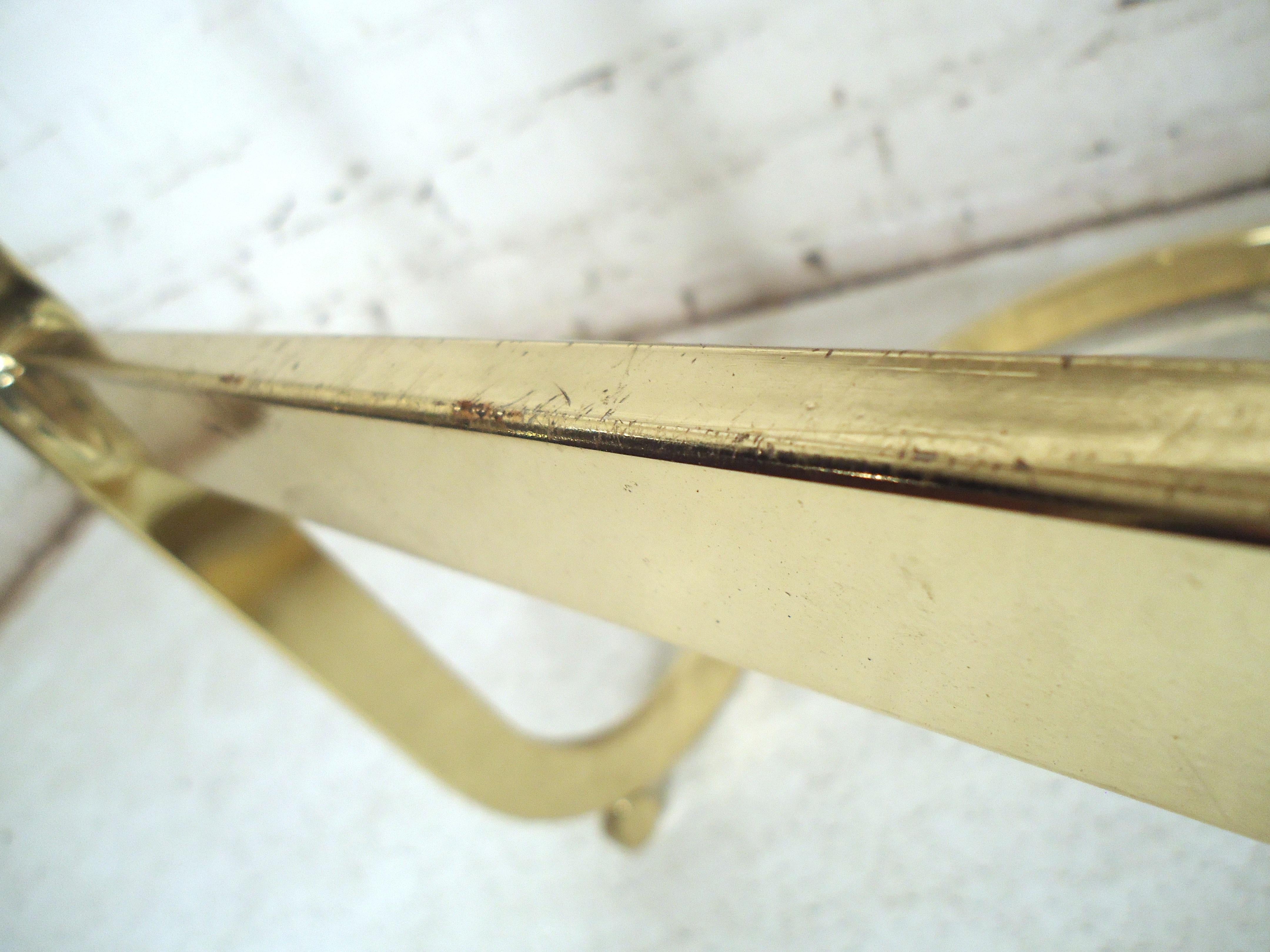 Pair of Brass Frame Stools In Good Condition In Brooklyn, NY