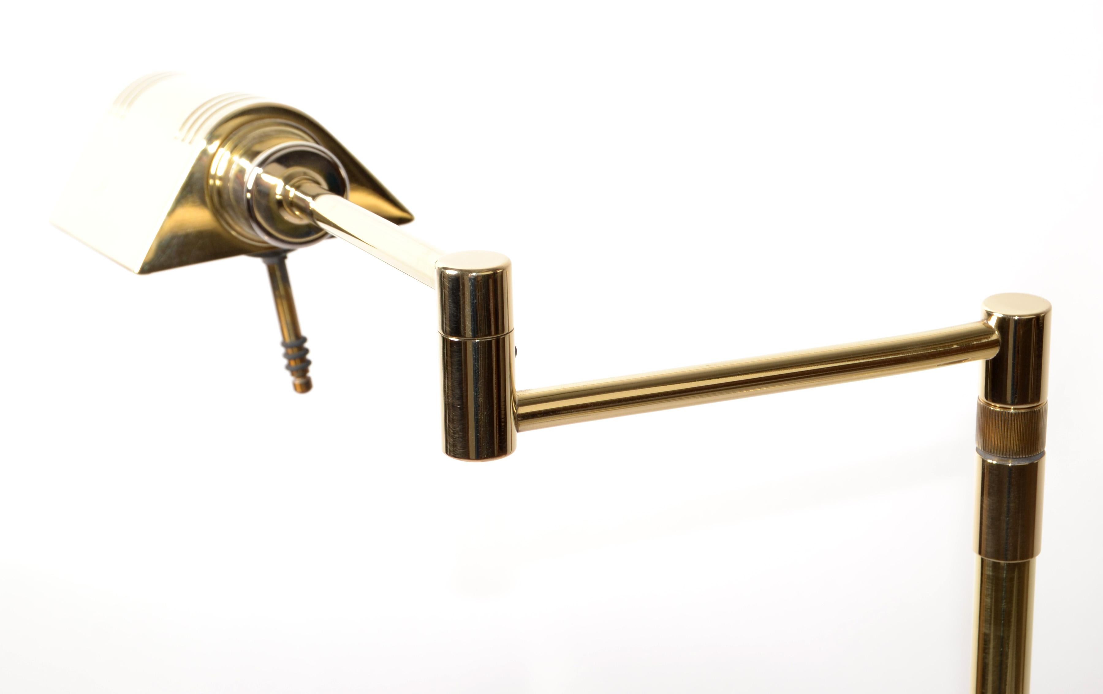 Metal Pair Brass Holtkoetter Leuchten Hight Adjustable Floor Lamp Mid-Century Modern For Sale