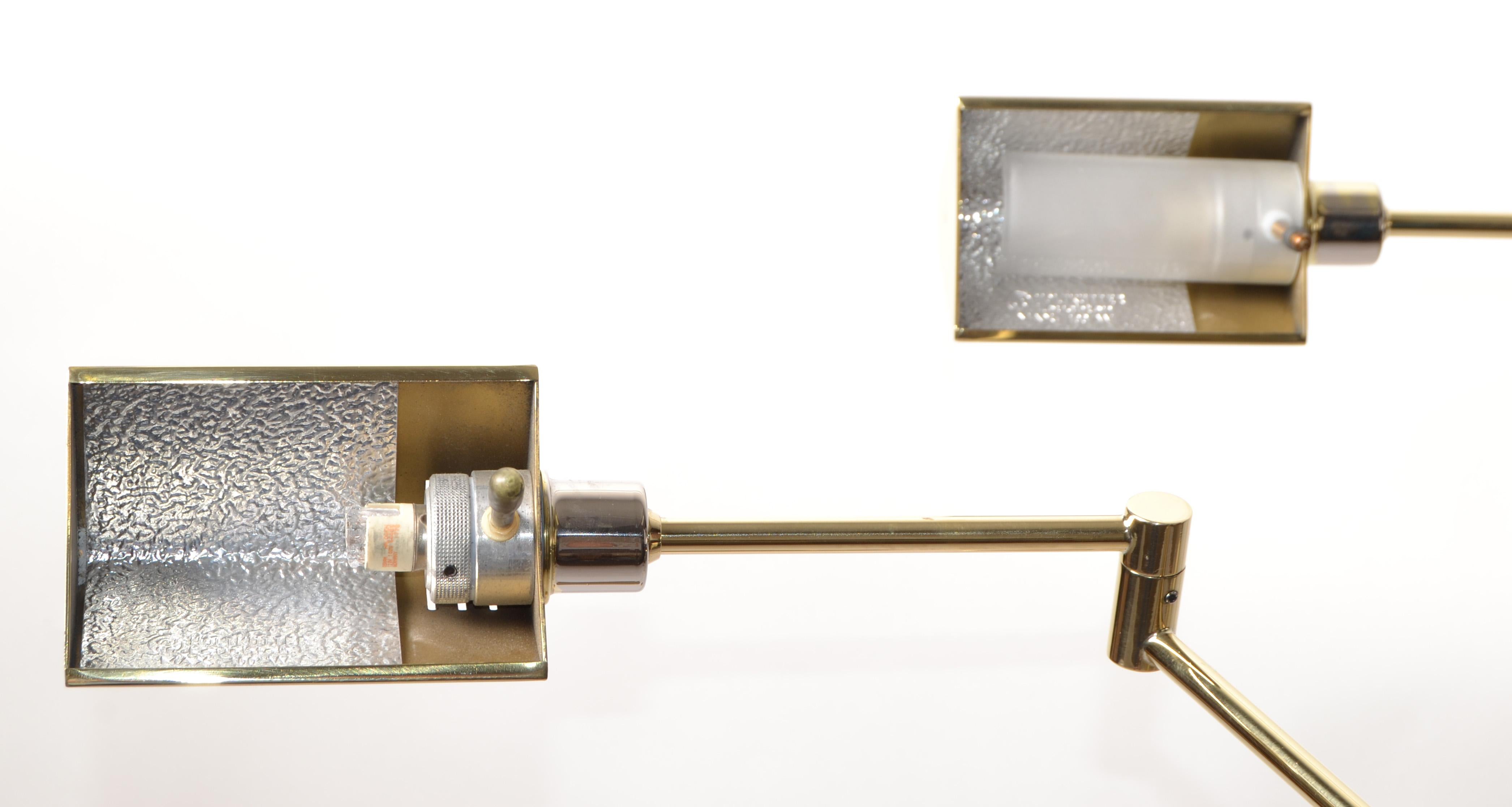 Pair Brass Holtkoetter Leuchten Hight Adjustable Floor Lamp Mid-Century Modern For Sale 2