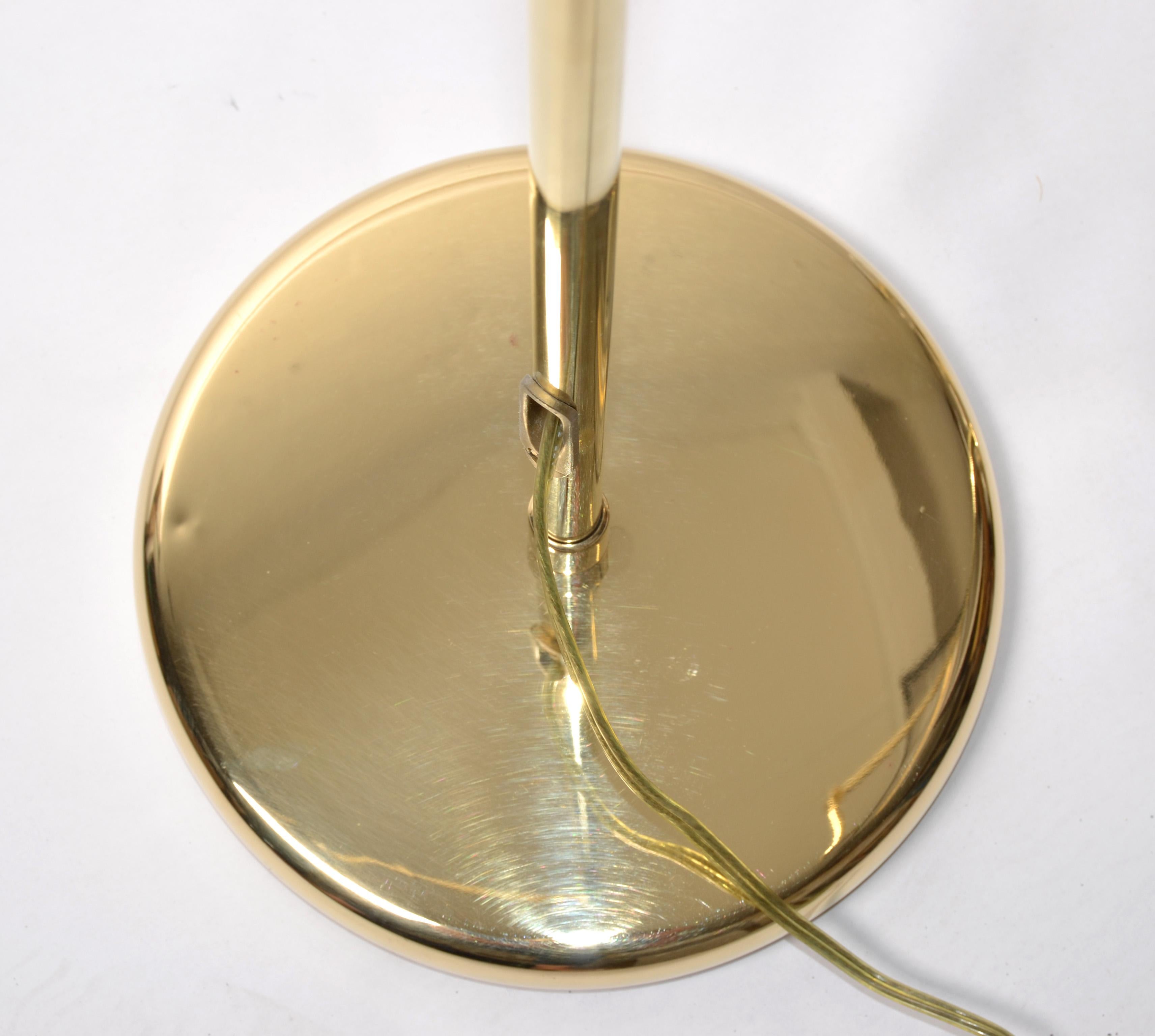 Pair Brass Holtkoetter Leuchten Hight Adjustable Floor Lamp Mid-Century Modern For Sale 4