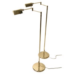 Pair Brass Holtkoetter Leuchten Hight Adjustable Floor Lamp Mid-Century Modern