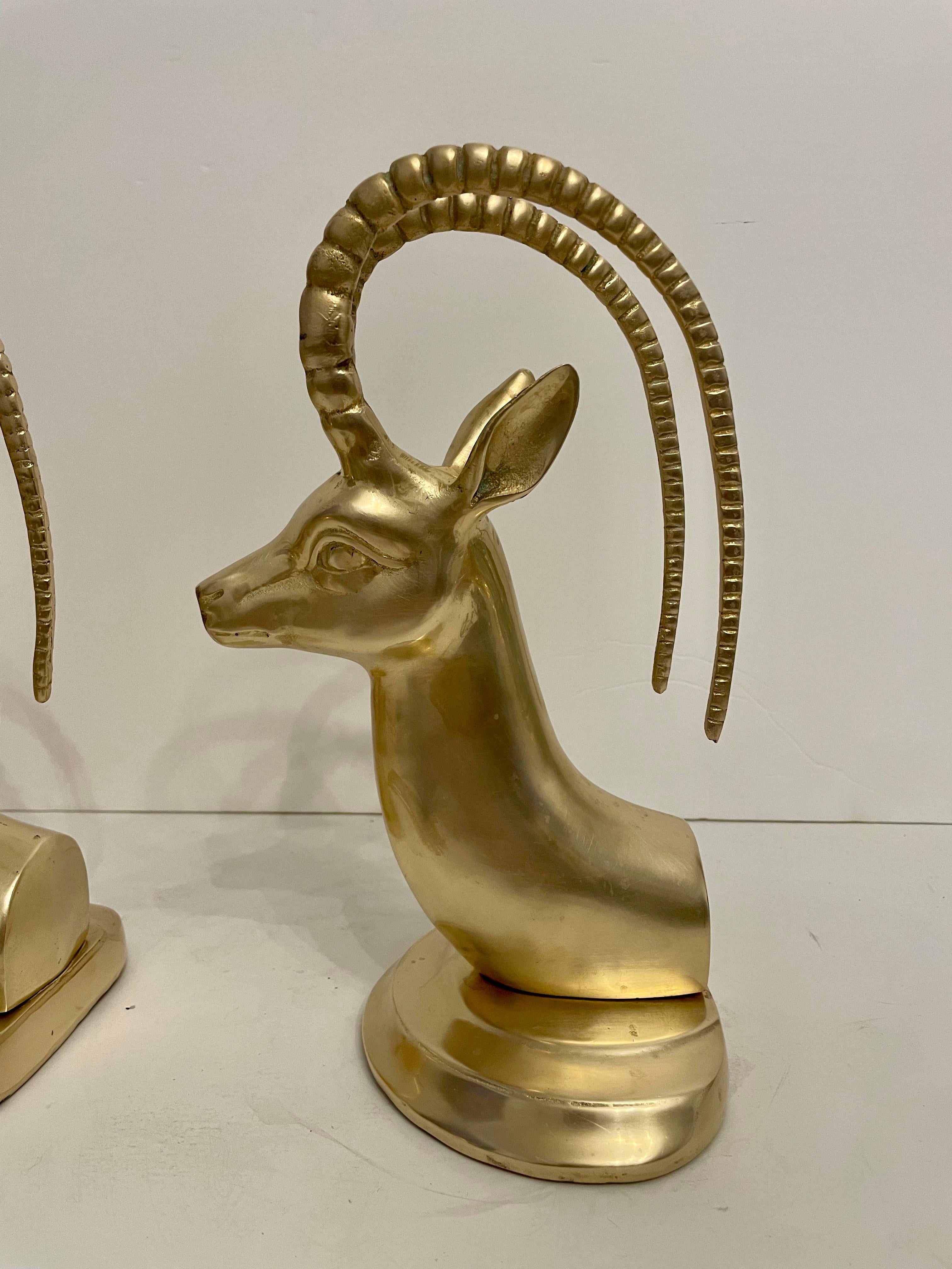 Pair Brass Ibex Bookends 3