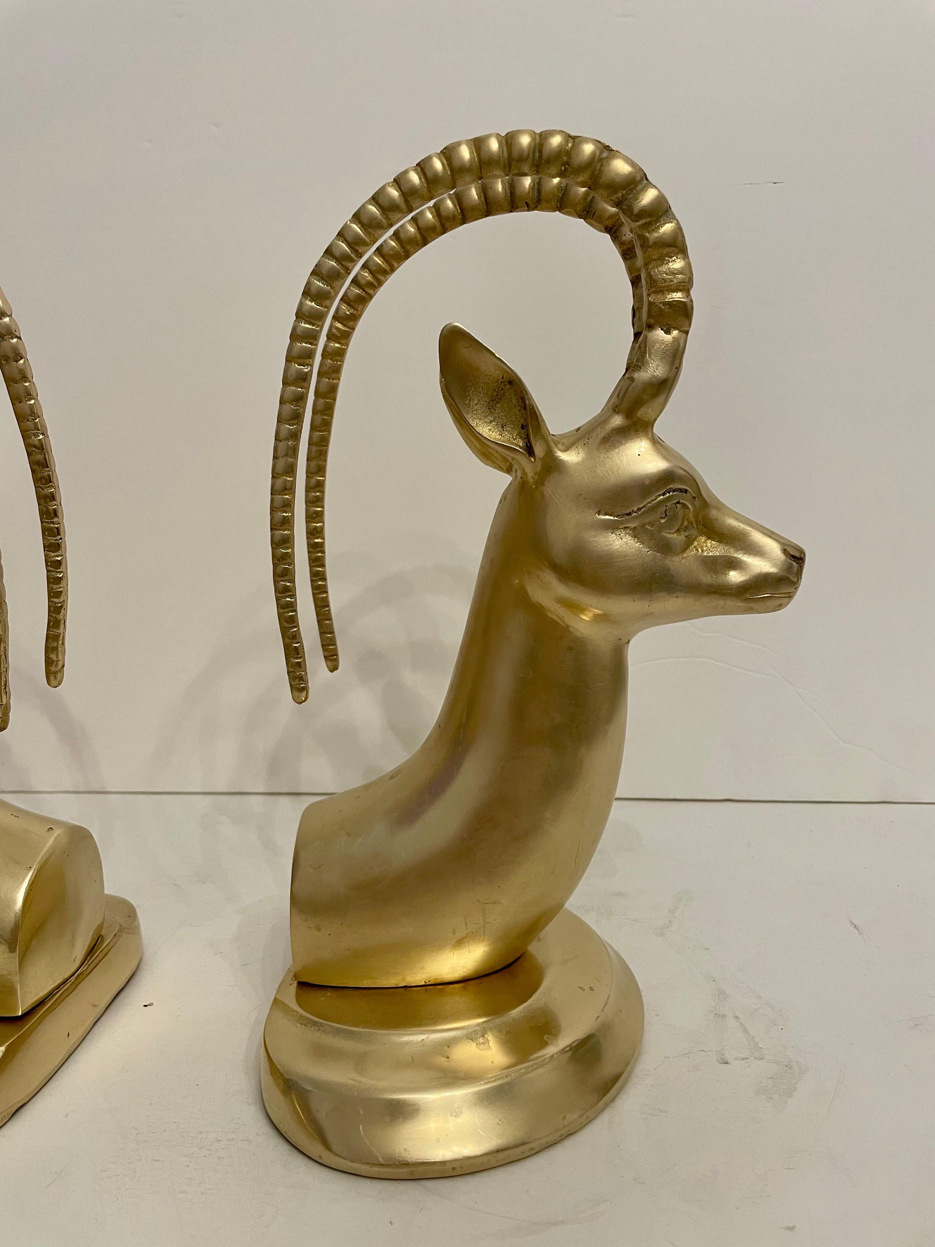 Pair Brass Ibex Bookends 4