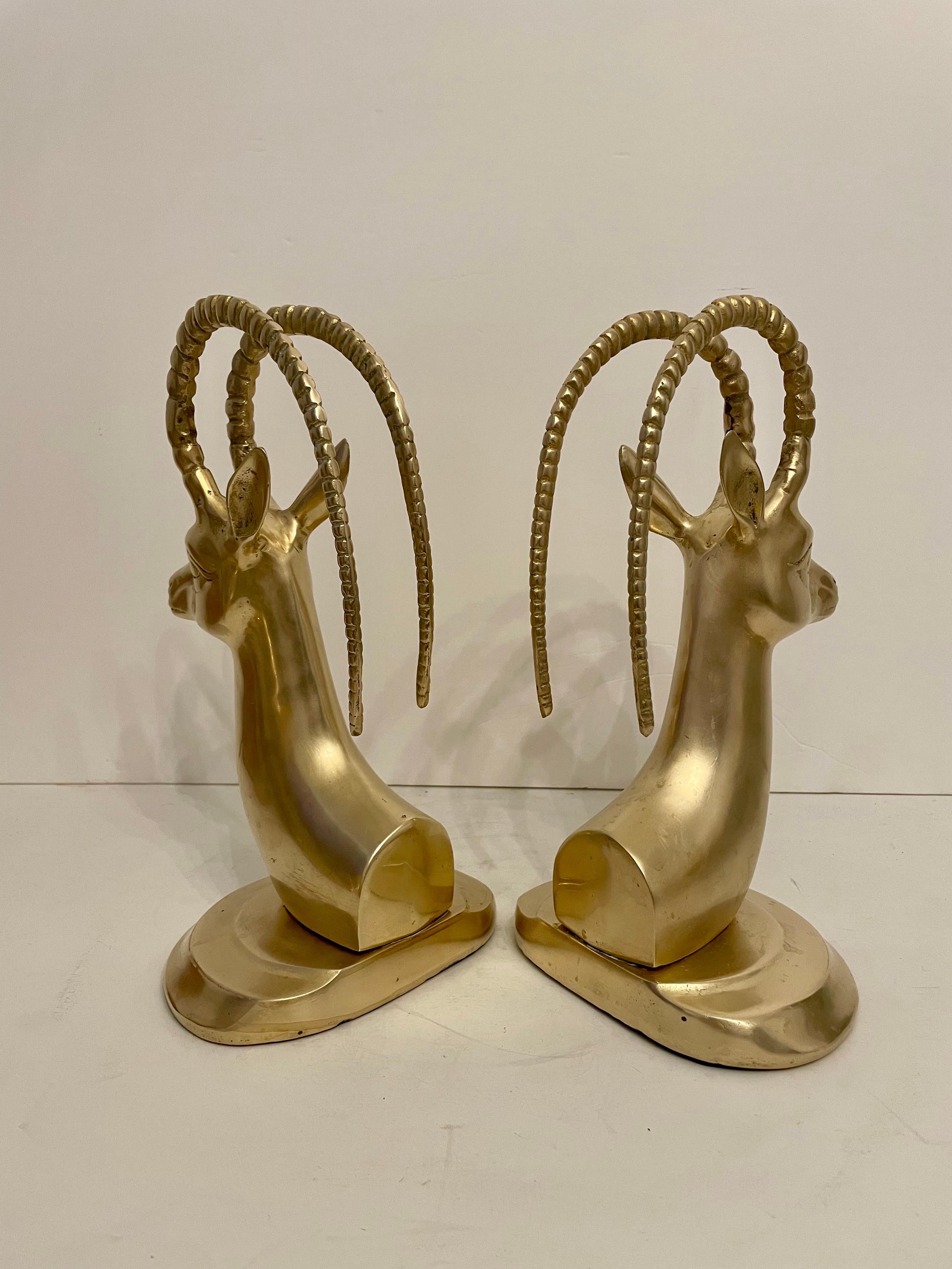 Pair Brass Ibex Bookends 6