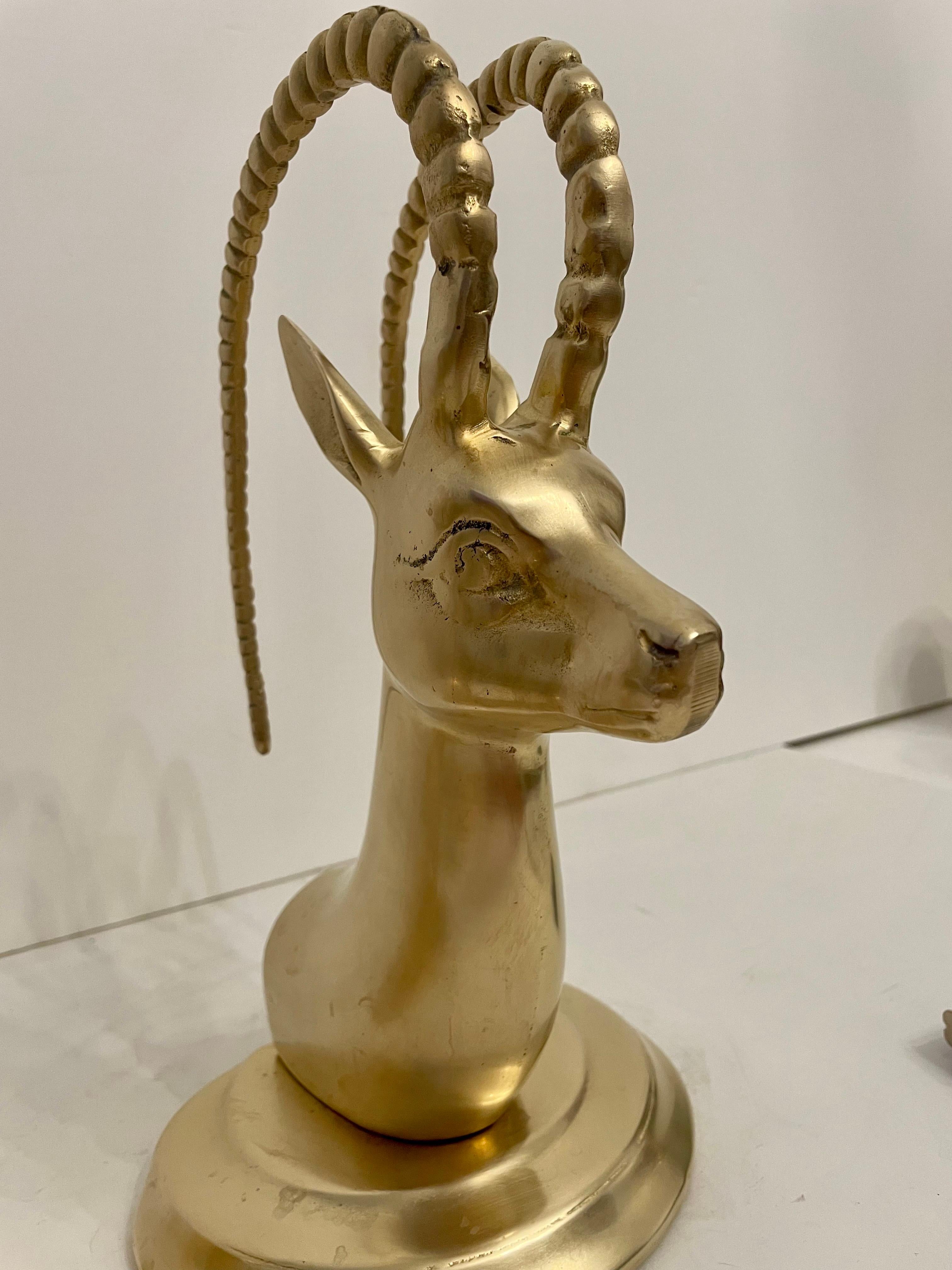 Pair Brass Ibex Bookends 7