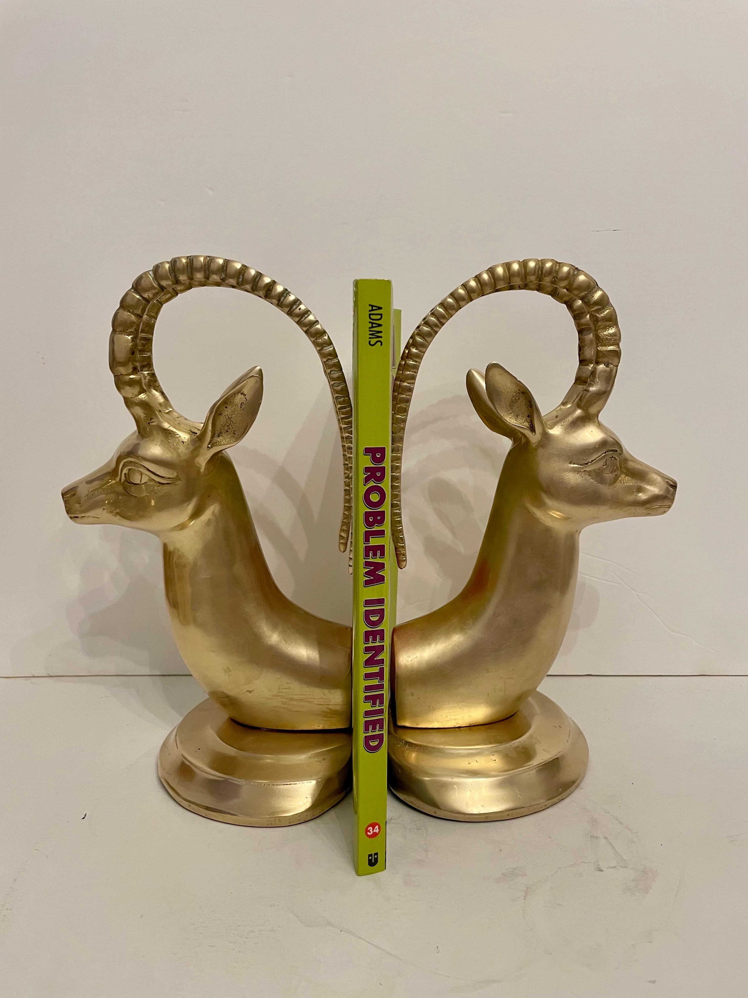 Korean Pair Brass Ibex Bookends