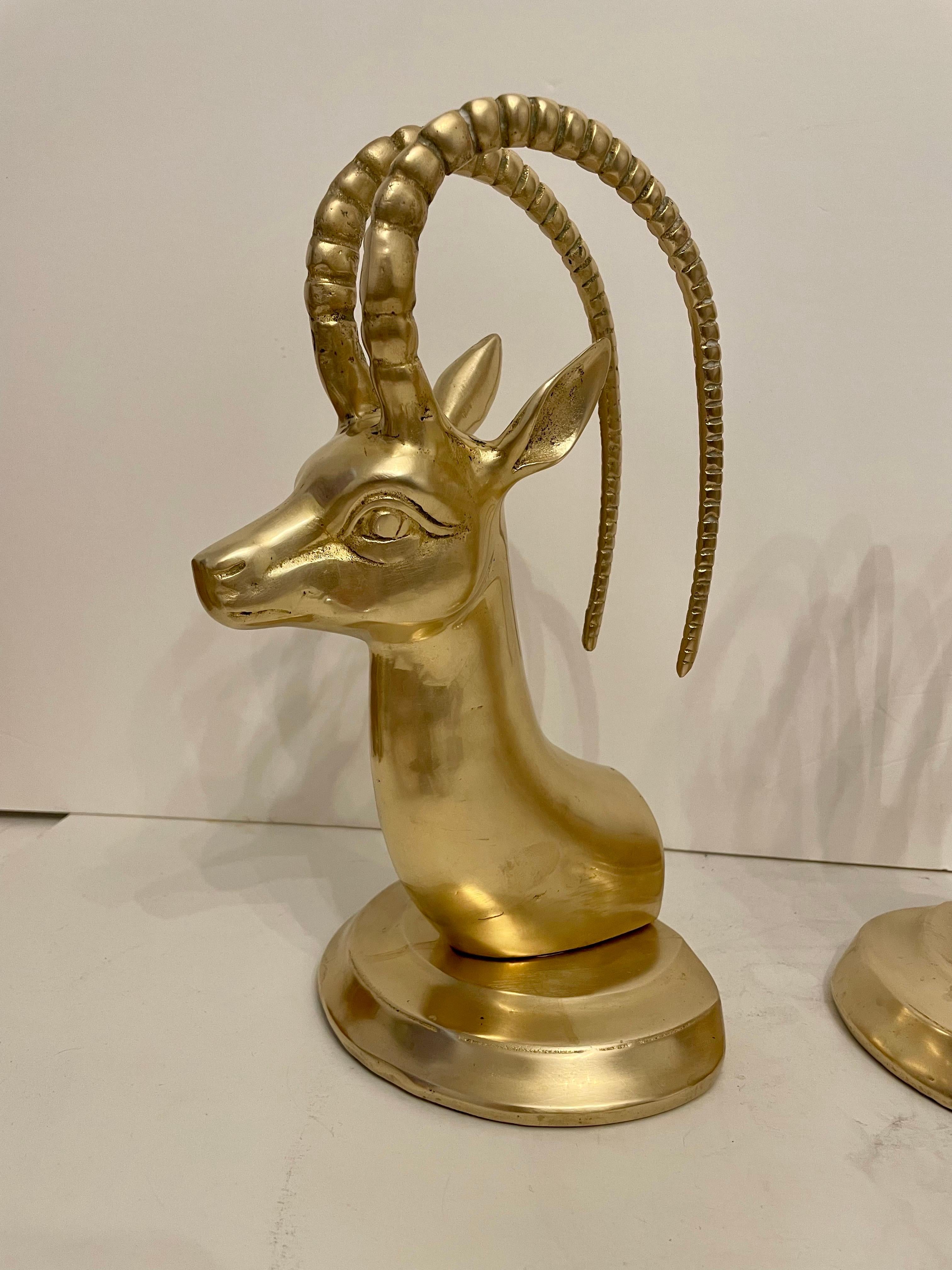 Pair Brass Ibex Bookends In Good Condition In New York, NY