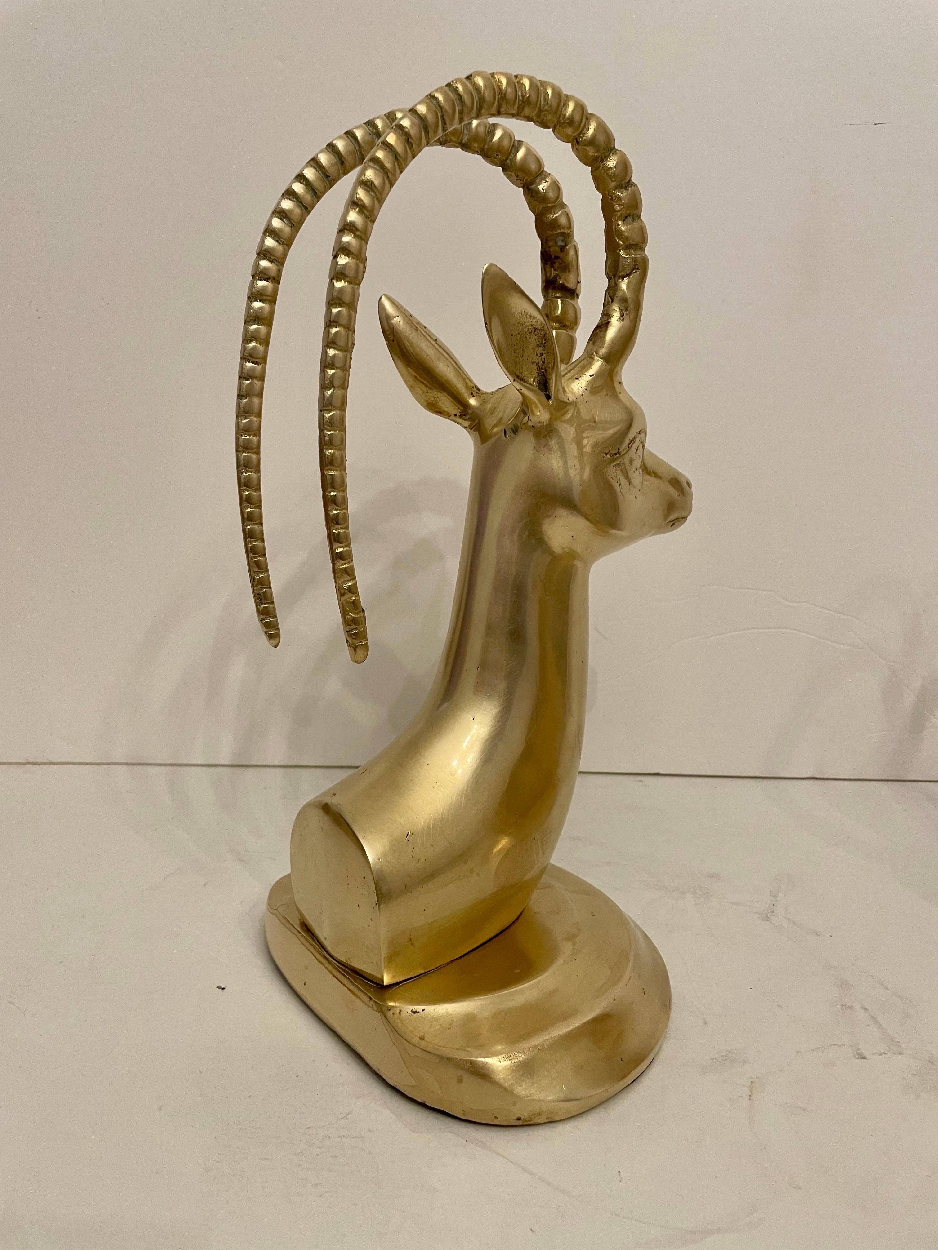 Pair Brass Ibex Bookends 1
