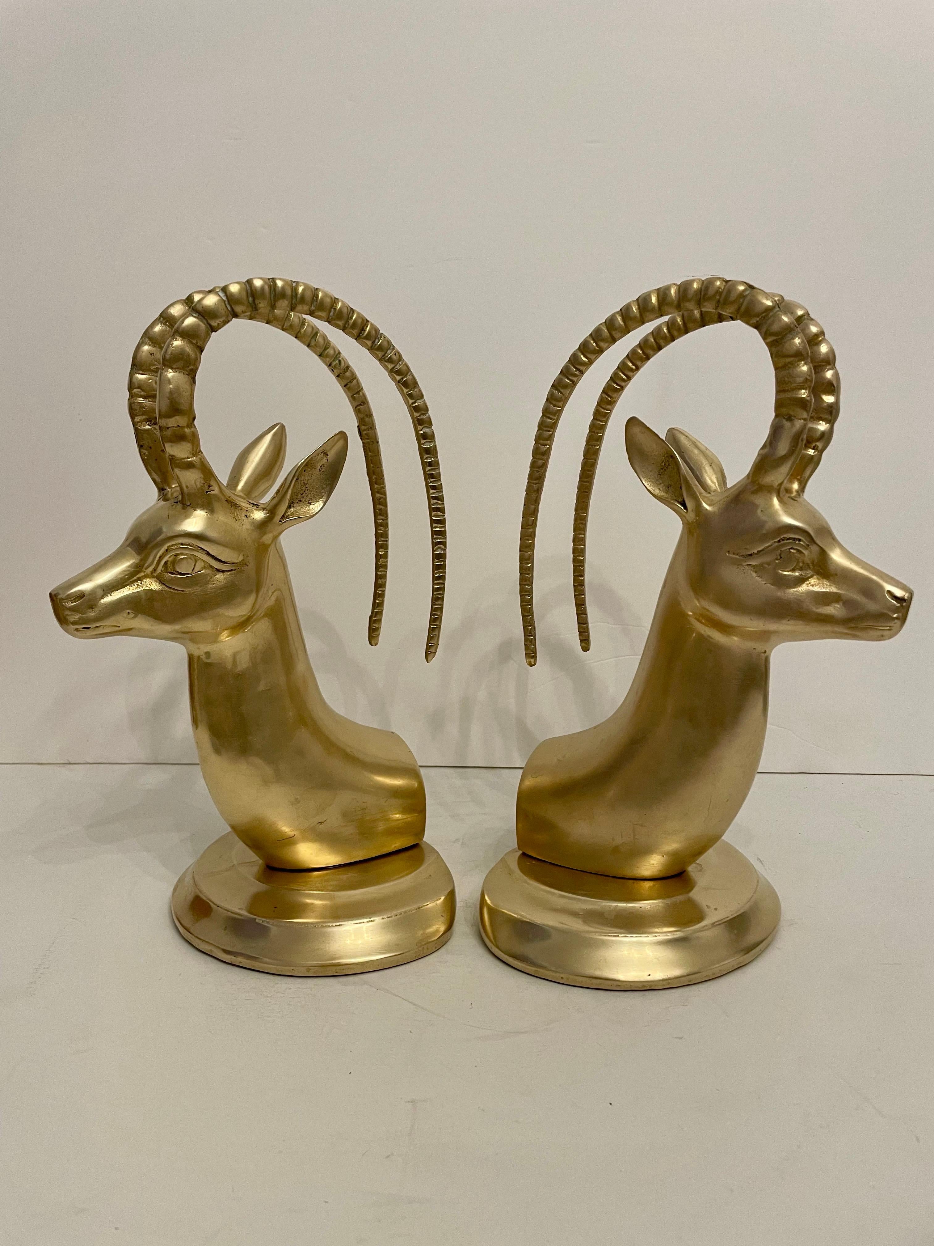 Pair Brass Ibex Bookends 2