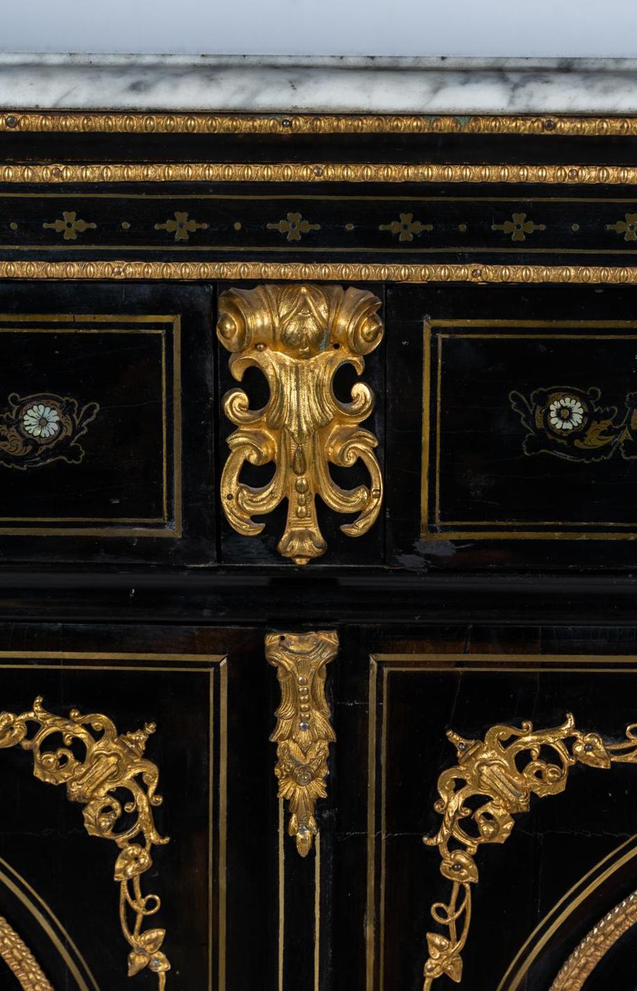Pair Brass-Inlaid Ebonized Cabinets, French For Sale 10