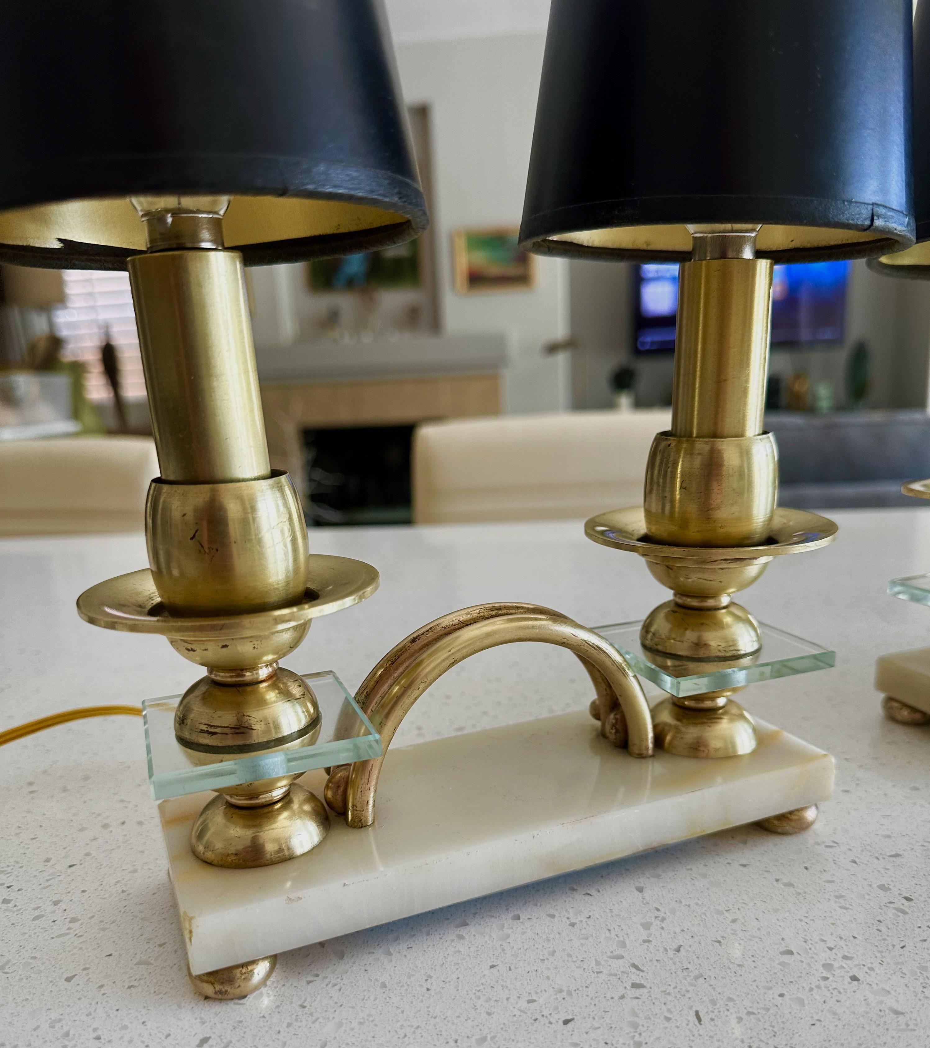 Paire de lampes de table italiennes de style Gio Ponti en laiton en vente 1