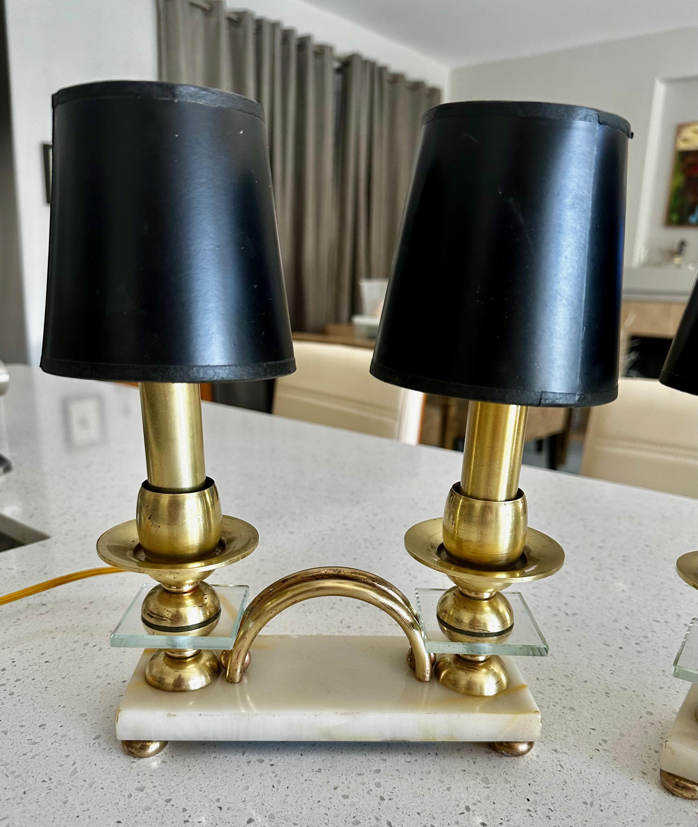 Paire de lampes de table italiennes de style Gio Ponti en laiton en vente 2