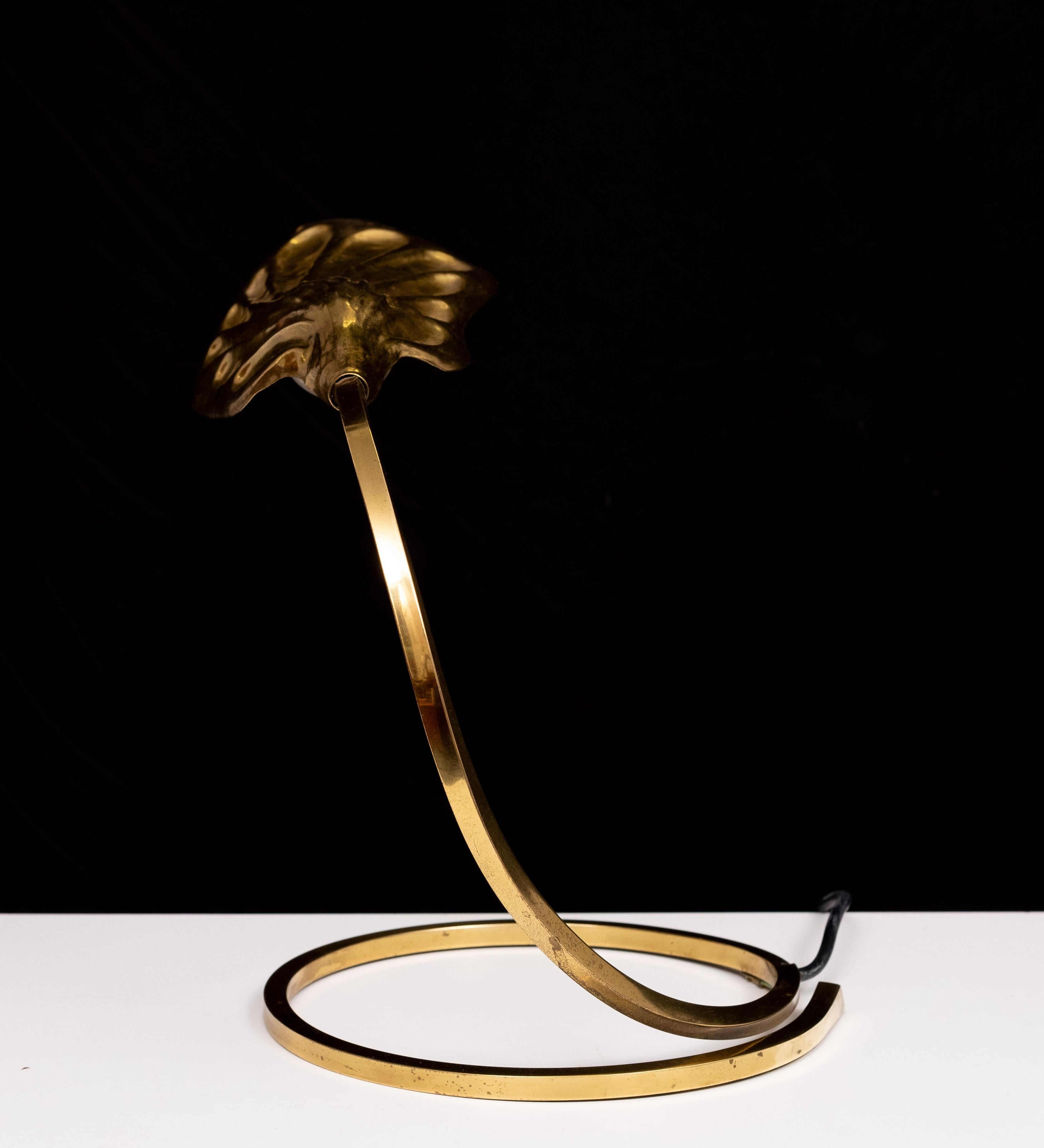 Paar Blatt-Tischlampen aus Messing, entworfen von Carlo Giorgi & Tommaso Barbi, 1970er Jahre im Angebot 7